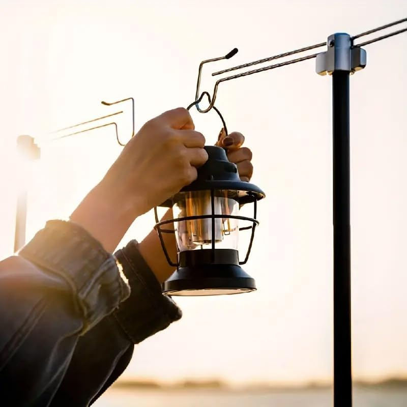 AIMALL Outdoor Camping Lamp Stand, Aluminum Alloy, 16Mm Thick Telescopic Pole with Double Hooks, Portable and Adjustable Lighting Stand, Black image number 6