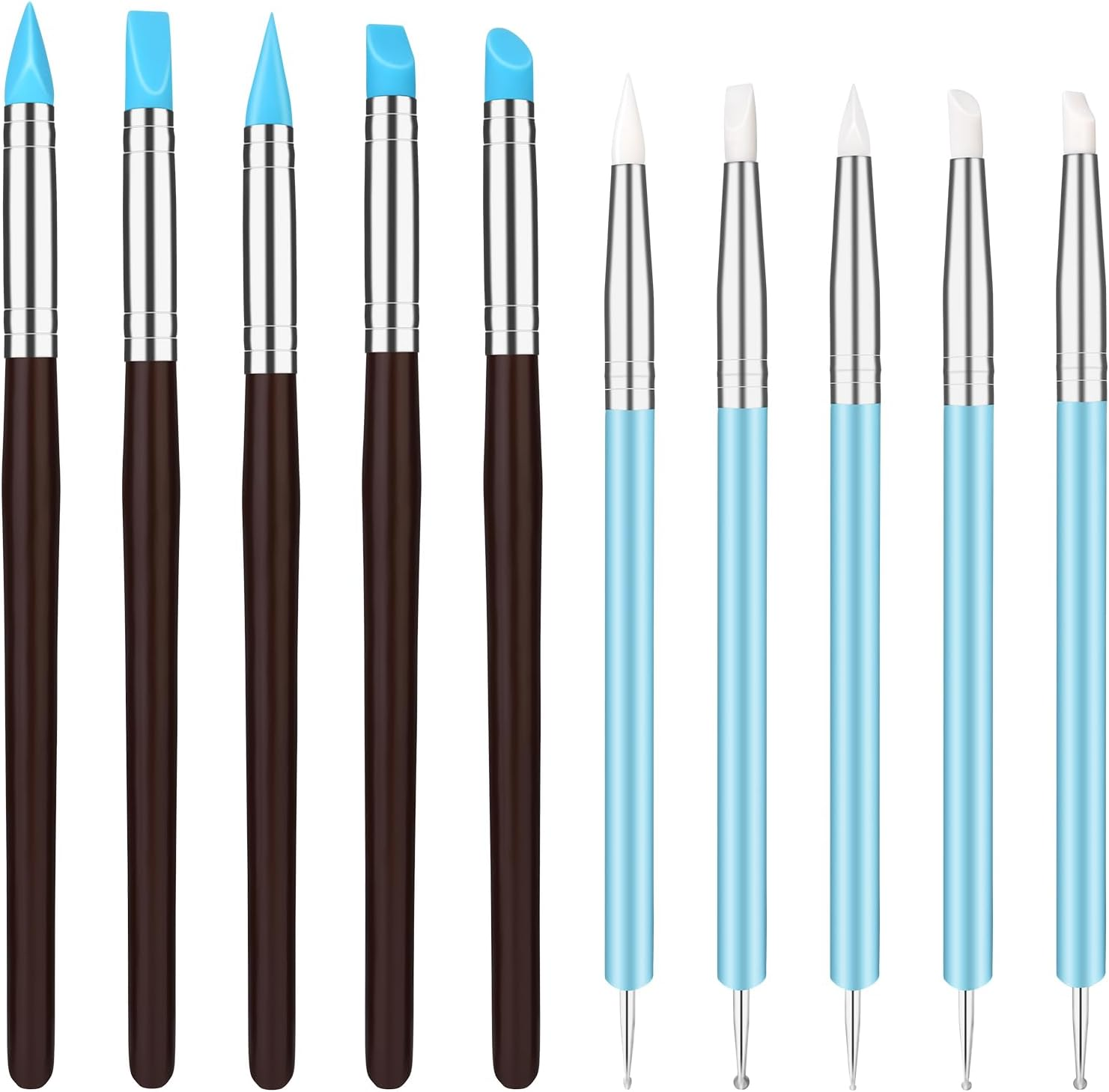 10 Pcs Silicone Clay Tools, Silicone Sculpting Tools, Polymer Clay Tools, Dotting Tools for Painting, Silicone Brushes for Crafts, Nails image number 2