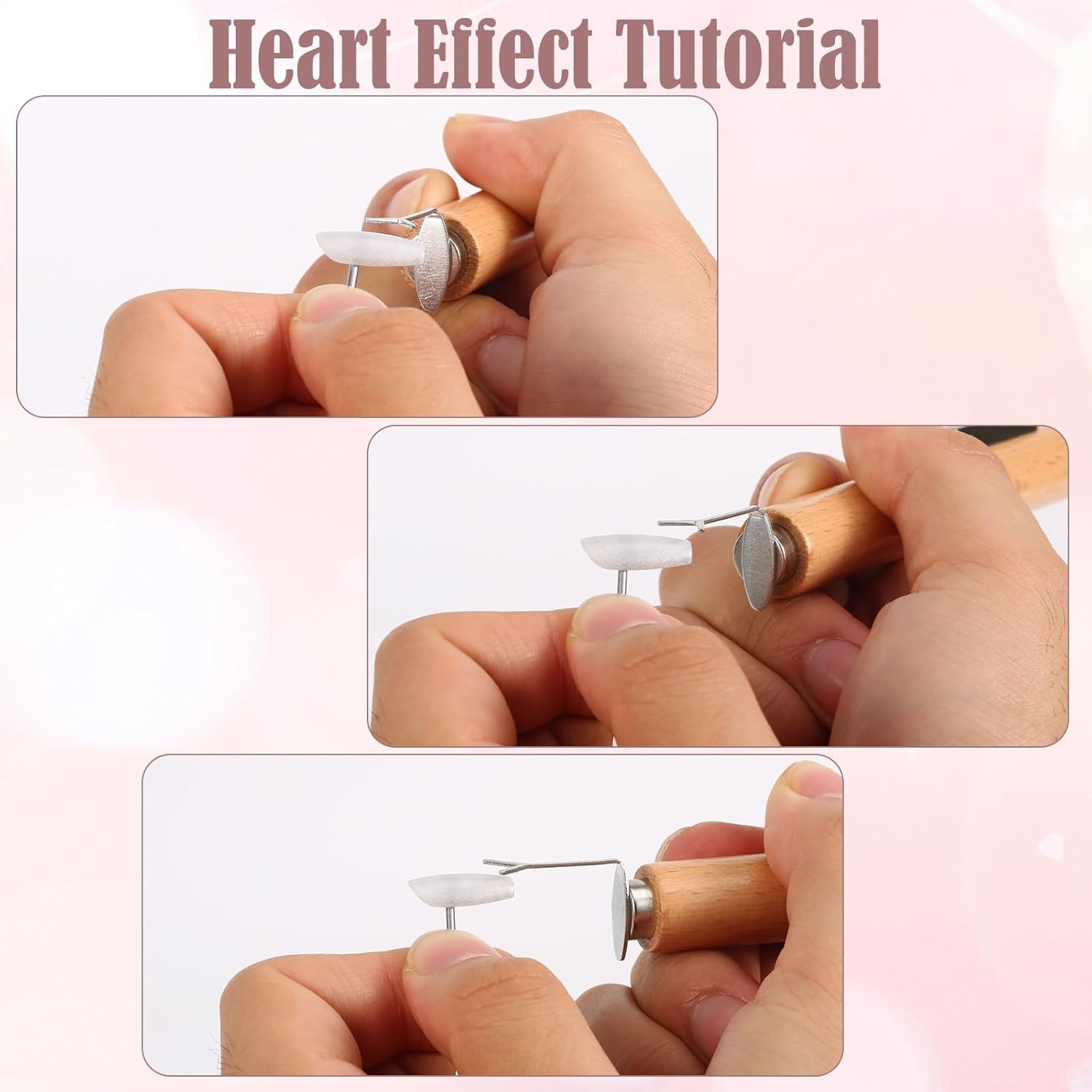 Nail Magnet Pen Set, 3 in 1 Cat Eye Nail Magnetic Tool Set with Heart & Rabbit Shaped Irons Versatile Cat Eye Gel Polish Magnet for Home Salon Nails Studio Use