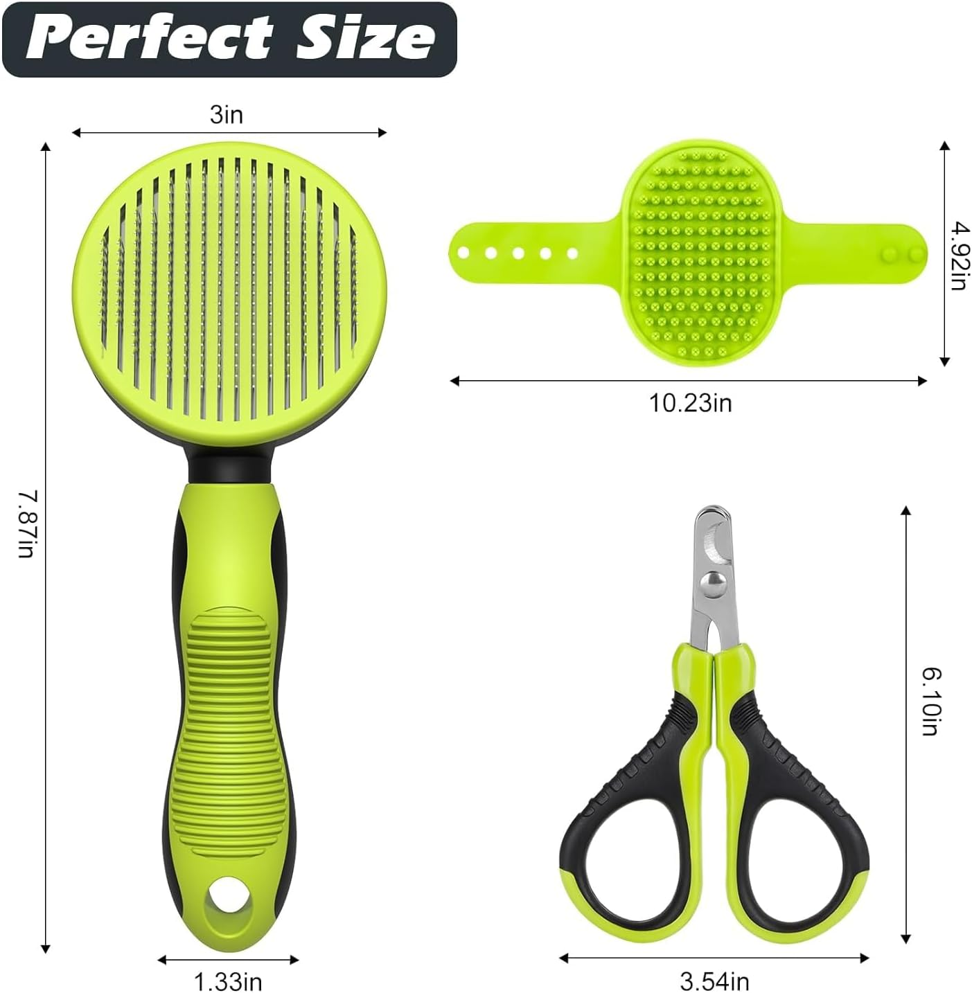 Comotech Cat Grooming Kit: Cat Brush for Shedding, Nail Clipper & Flea Comb for Cats and Small Animals | 3-In-1 All-In-One Grooming Set with Deshedding Brush & Massage Comb (Green) image number 1