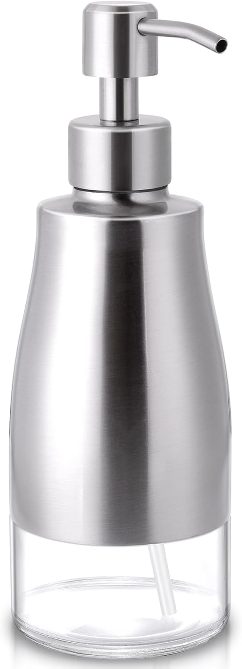 LALA DOLCE Black Stainless Steel Soap Dispenser, Modern Countertop Liquid & Lotion Dispenser for Kitchen and Bathroom-Rustproof Pump, Easy Refill & Clean-Elegant Home or Commercial Use (Black, 390Ml)