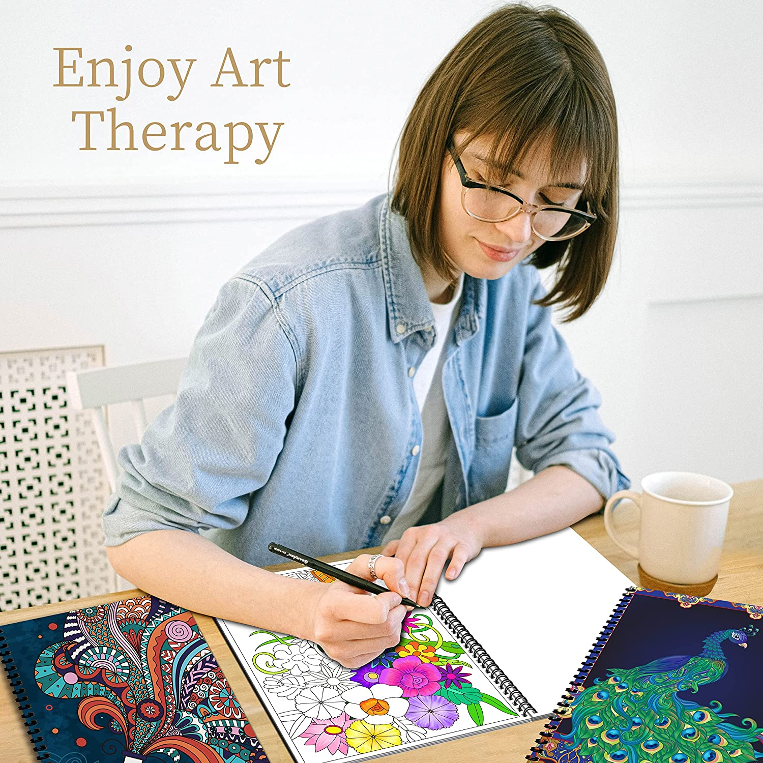 Elfew 3 Pack Adult Colouring Book for Adults Relaxation, A4 Colouring Books 60 Pages, Stress Relief Adult Coloring Book Include Mandalas Animal and Other Designs Adult Colouring Books for Women image number 2