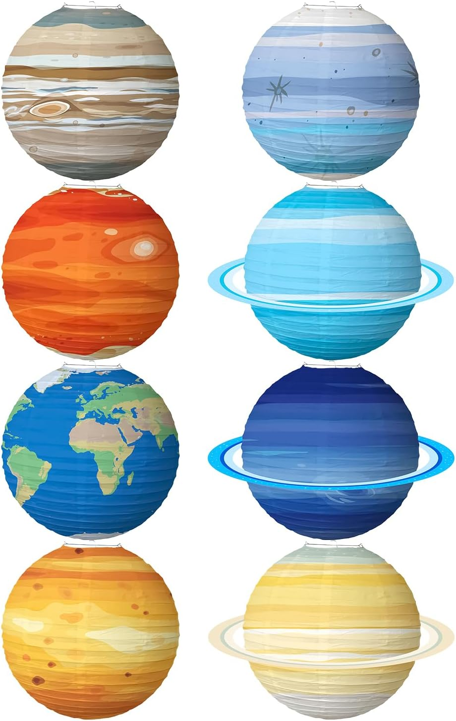 Planet Paper Lanterns 8-Piece - Inflatable Planets 12 Inch | Lantern Space Theme for School Room Party Birthday Baby-Shower Science Ceiling image number 6