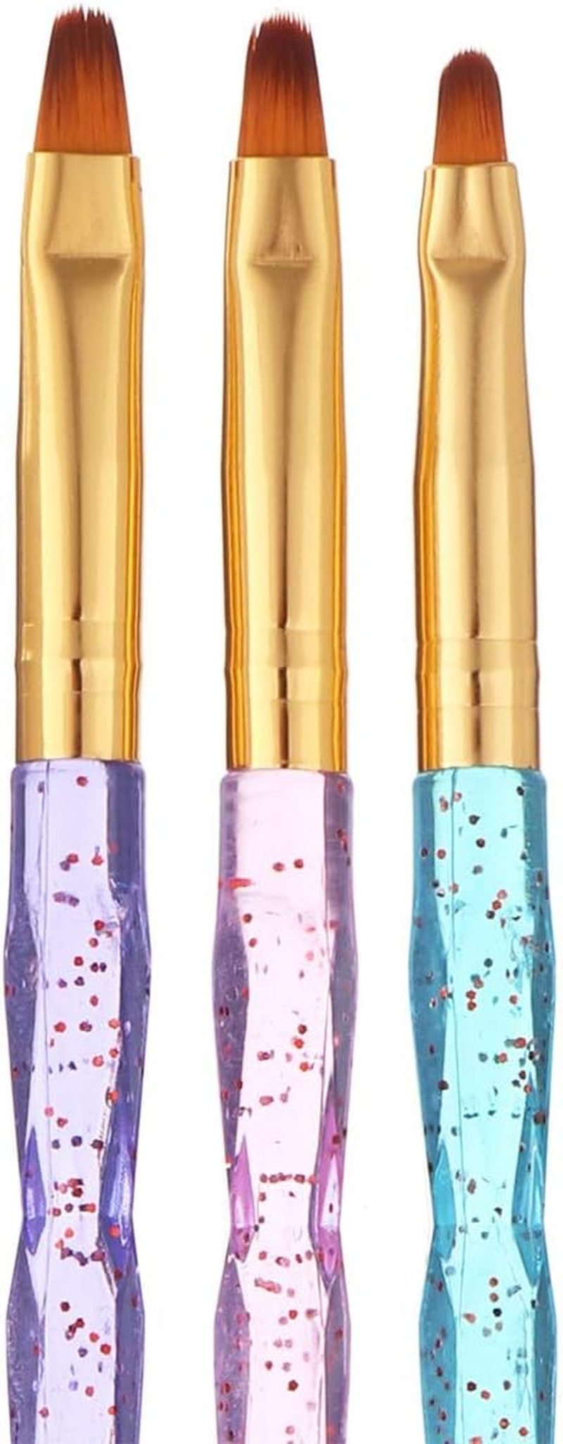 3Pcs Plastic Nail Brush Crystal Handle Acrylic Drawing Painting Drawing Brush Pen Manicure Tool 17.5X3X1Cm Zhengpingpai image number 2