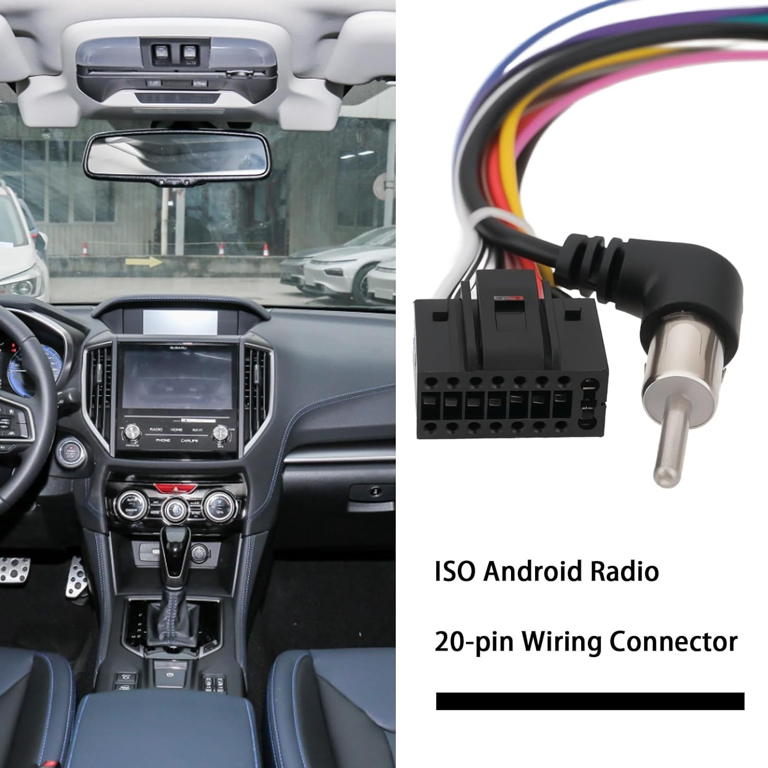 YINETTECH 1Pc 20-Pin Android Car Radio Wire Harness Adapter 16-Pin ISO Stereo Cable with Antenna Plug Compatible with Nissan Sunny 2012-2016 Compatible with Nissan Sylphy 2012-2016 image number 1