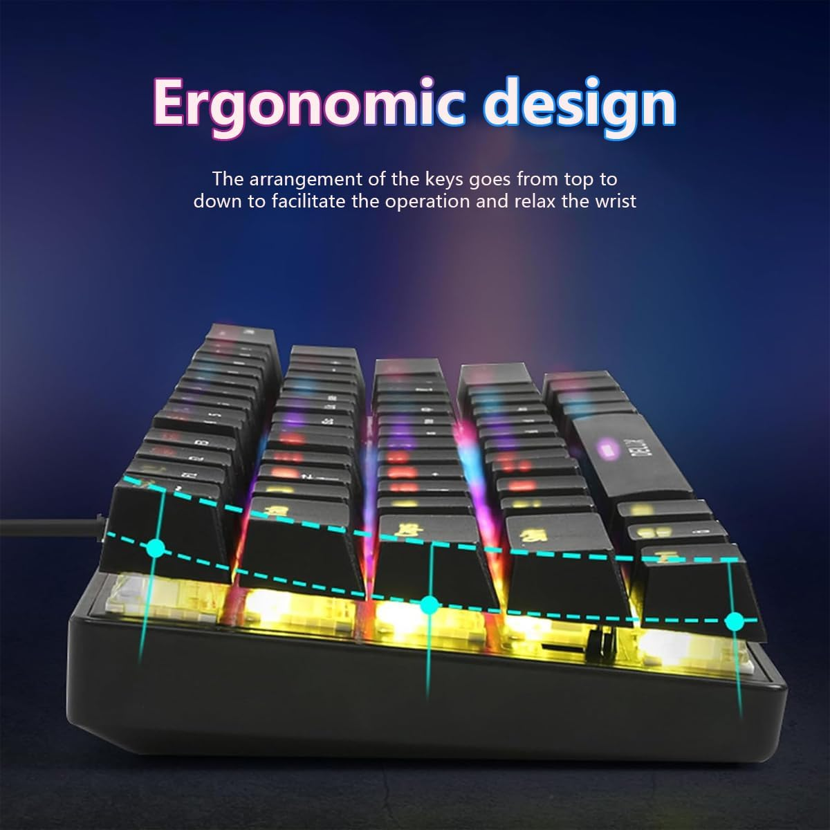 Wireless Gaming Keyboard, 60% Mechanical Compact Gaming Keyboard, 2.4Ghz/Bluetooth/Wired, with RGB Hot Swappable Switches, for Windows Laptops and PC Gamers image number 5