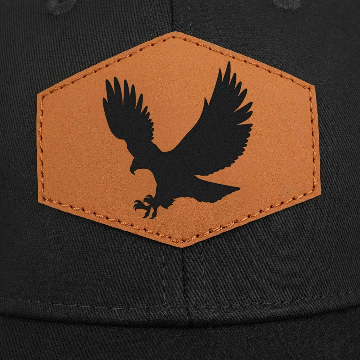 Eagle Baseball Cap for Eagle Lovers,Leather Trucker Hat Snapback Hat for Men Women Brown image number 4