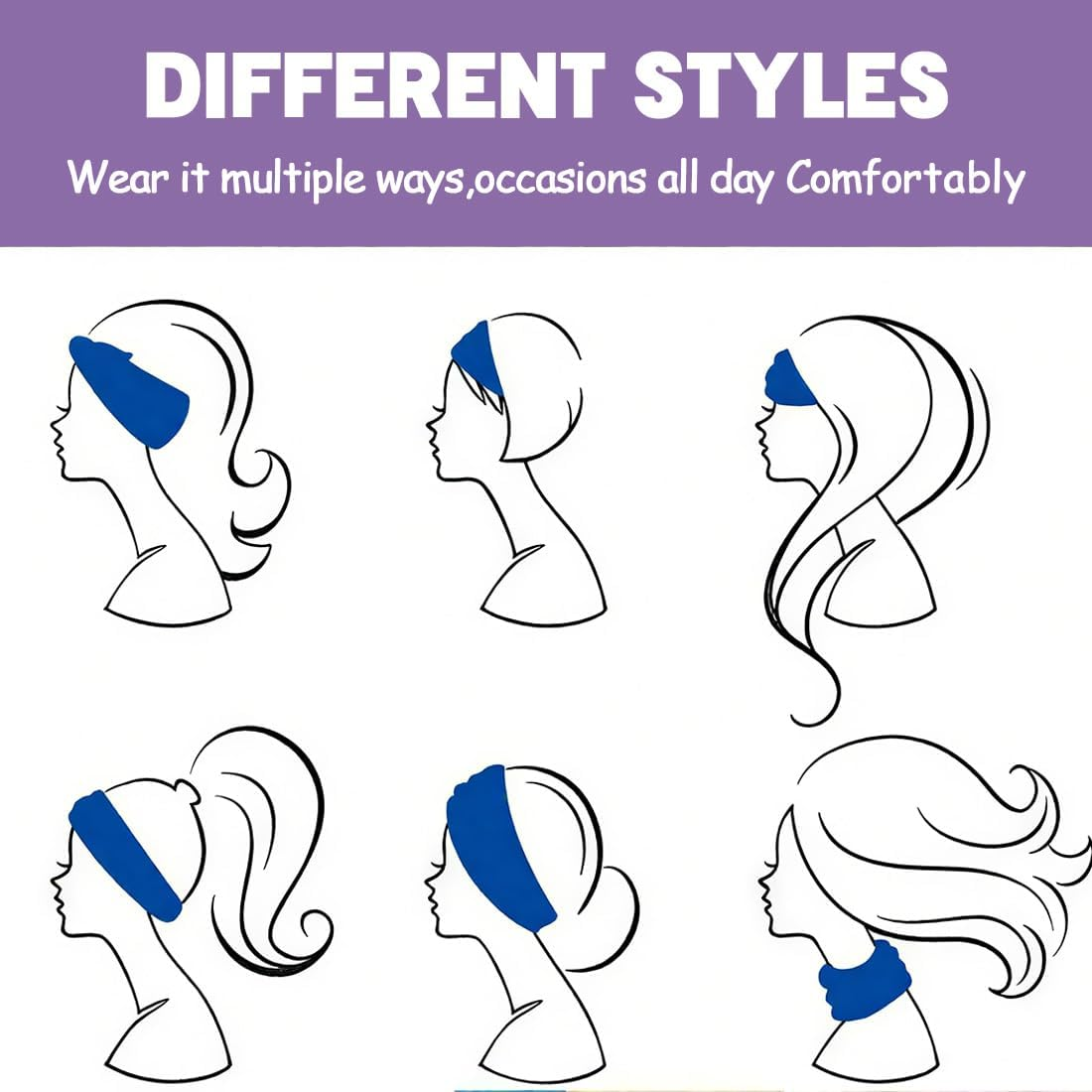 Hair Bands, Pack of 10 Headbands, Non-Slip, Trendy Women'S Headbands, Elastic Hair Bands, Hair, Workout, Sweat, Soft image number 1