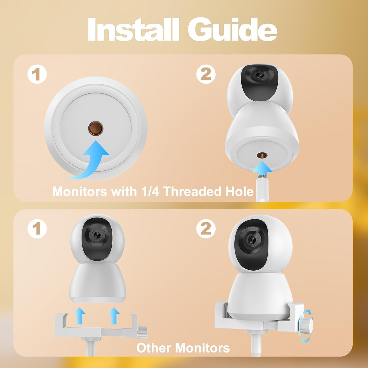 Baby Monitor Mount - Universal Adjustable Monitor Flex Stand for Hello Baby, Nanit Pro, Infant Optics, Vtech & Most Baby Monitors - Detachable Arm Camera Clip Mount with Cute Stickers for Crib image number 1