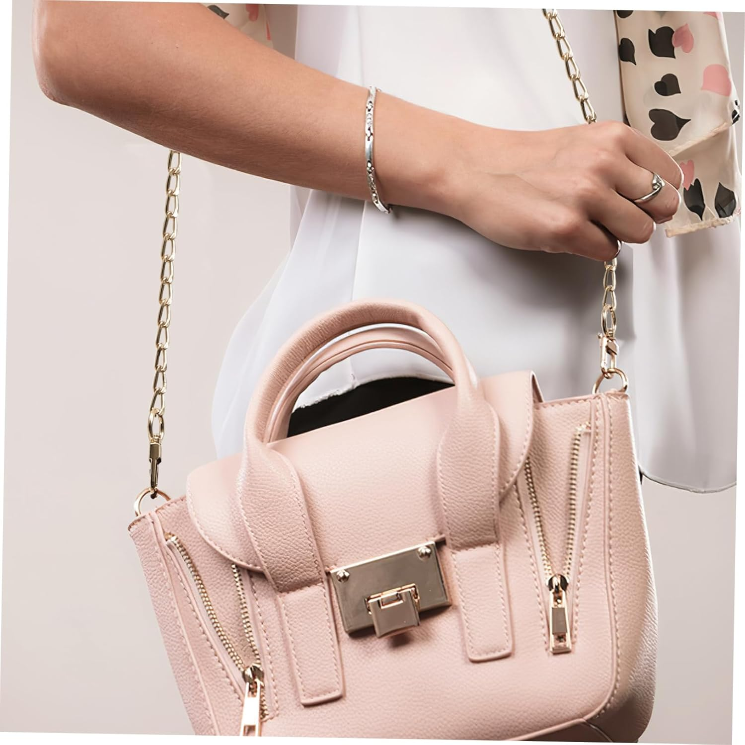 PACKOVE 8Pcs Diy Flat Chain Metal Bag Chain Purse Strap Crossbody Bag for Purse image number 1