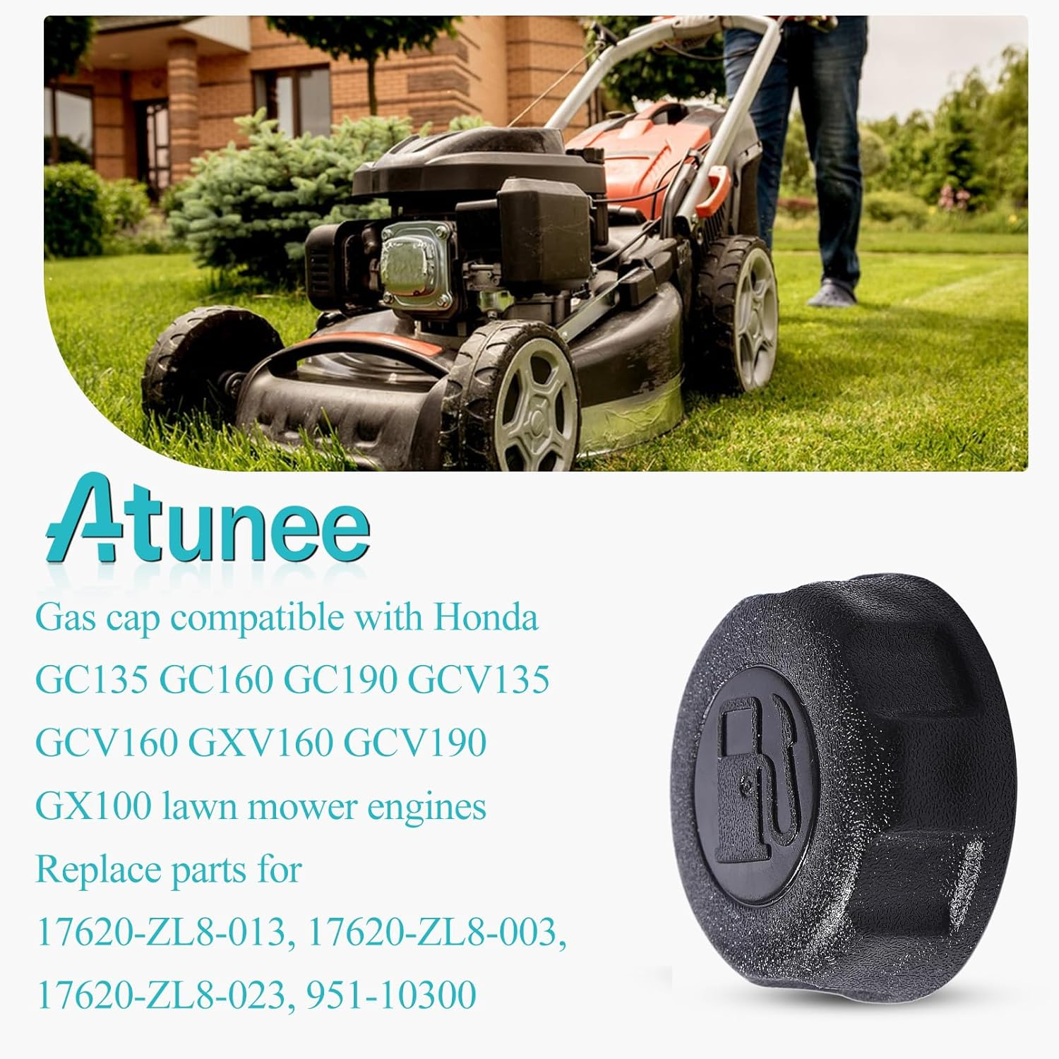 Atunee 17620-ZL8-013 Gas Cap Fuel Cap for Honda GC135 GC160 GC190 GCV135 GCV160 GXV160 GCV190 GX100 Lawn Mower Engines Replace 17620-ZL8-003 17620-ZL8-023 951-10300 image number 4