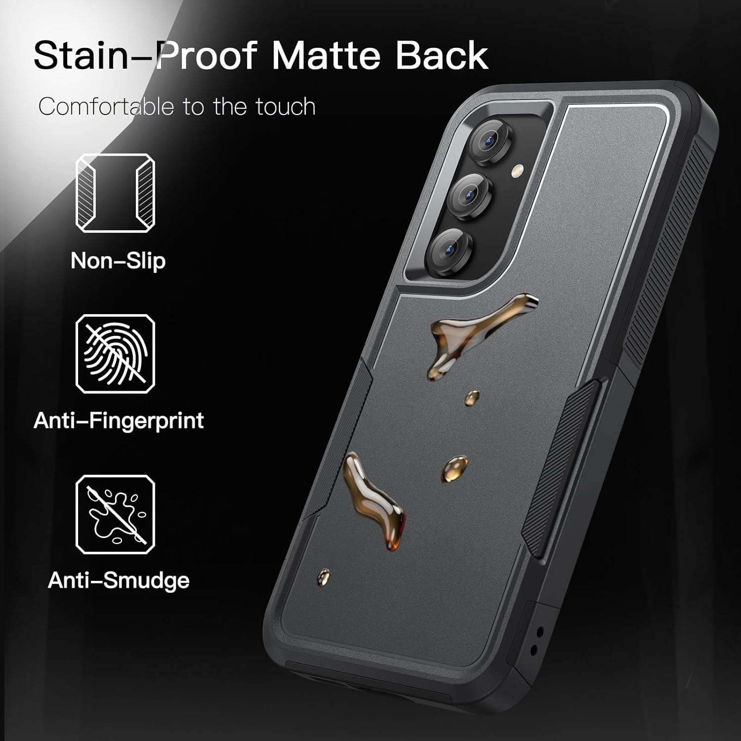 Jetech Case for Samsung Galaxy S23 FE 6.4-Inch, Heavy Duty Dual-Layer Protection, Rugged Tough Shockproof Phone Cover with Matte Design (Black) - Black image number 2