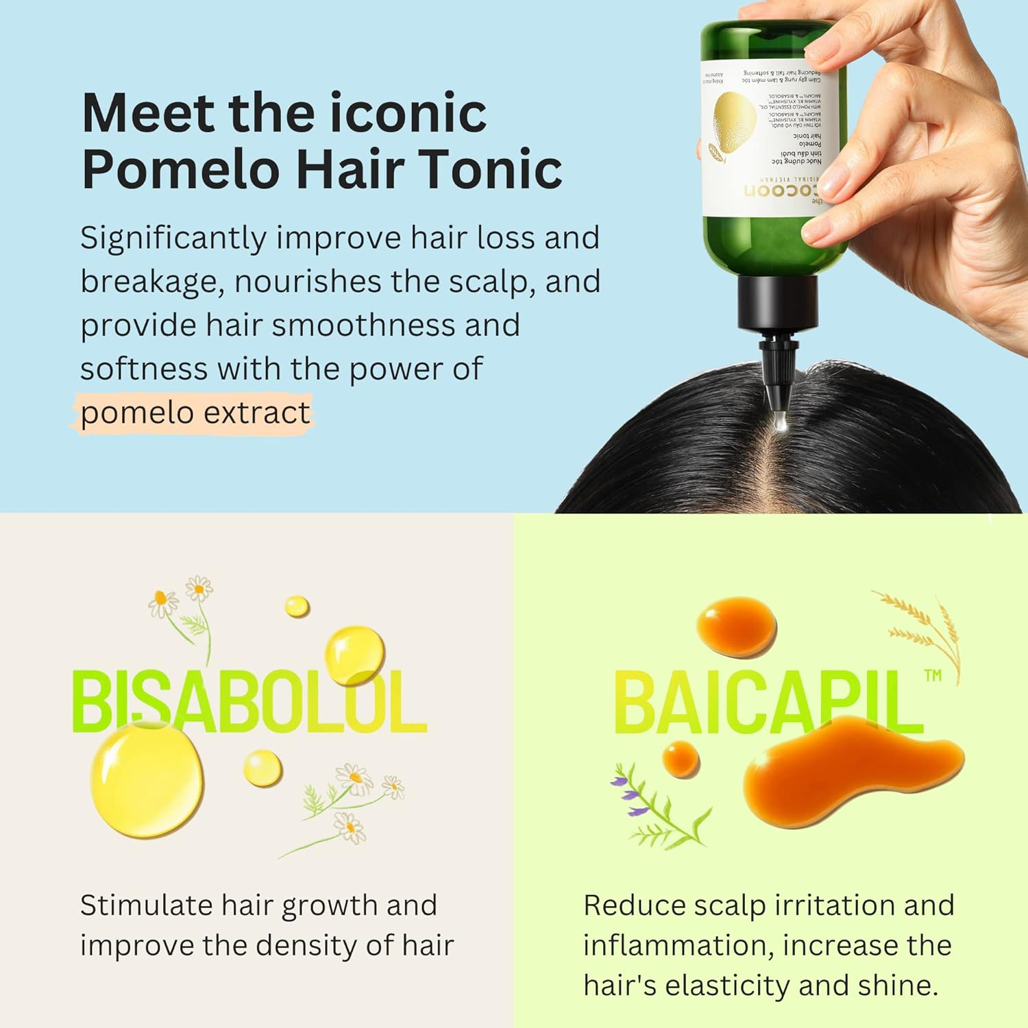 Cocoon Pomelo Grapefruit Oil Hair. Vegan Scalp Serum Treatment for Thinning, Damaged & Breakage Hair | Soften, Reduce Hair Loss & Promote Hair Growth | Strengthening Hair |140Ml image number 2