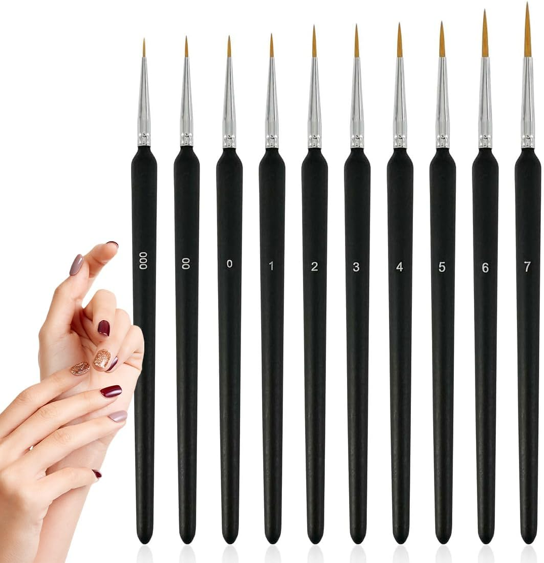 Nail Brushes, Pack of 10 Brushes for Gel Nails, Nail Design Accessories, Nail Art Brush Set, Nail Art Brush, Nail Design Gel Brush, Dotting Painting Line Pen for Nail Polish, Gel, Acrylic Nail Brush