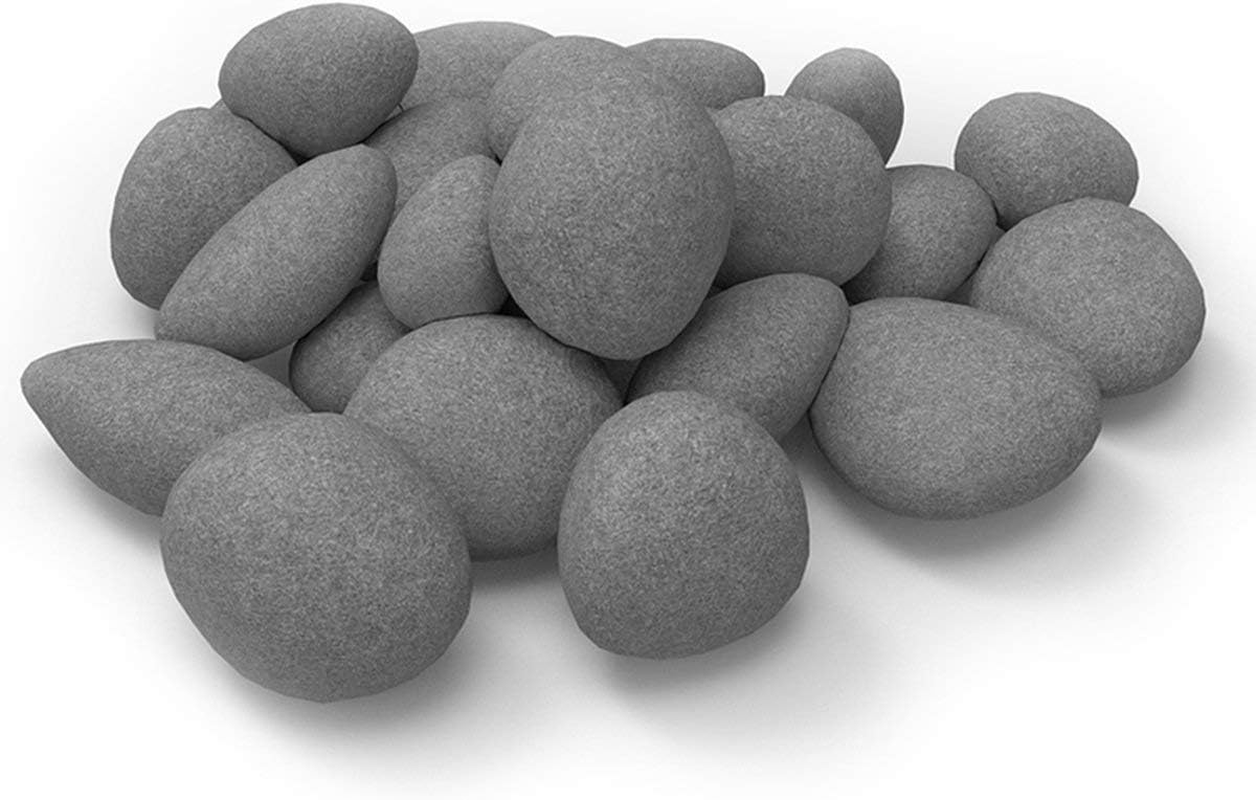24 PCS Fireplace Ceramic Pebbles for Firepits ，For All Types of Indoor, Gas Inserts, Ventless & Vent Free, Electric, or Outdoor Fireplaces & Fire Pits. Realistic Clean Burning Accessories &hellip; (White)