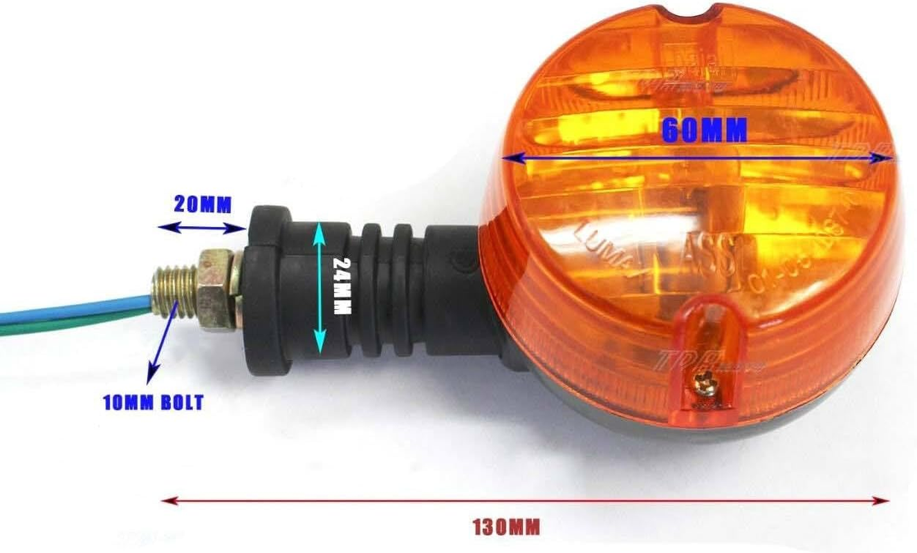 TDR 4Pcs Classic Vintage Motorcycle Blinkers Turn Signal Indicator Light Amber DC 12V 10Mm Bolt Wire Connectors Universal Fit Old School Style image number 6