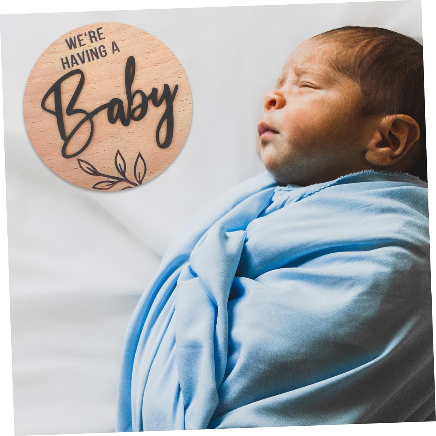 Beaupretty Arrival Sign Wooden round Birth Announcement Board for Newborn Name Display Photo Prop Door Decor for Boys and Hospital Welcome Plaque Parents image number 2