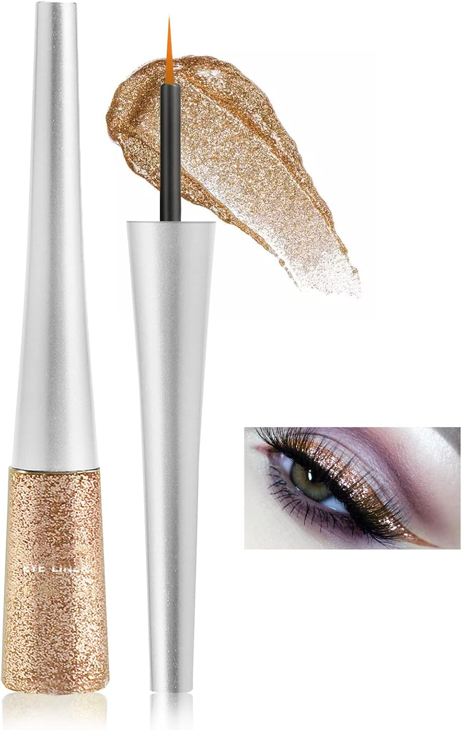 Boobeen Colorful Glitter Eyeliner Liquid Shimmer Eyeliner Waterproof Metallic Eyeliner Smudge-Proof Suitable for Women, 1 Pcs