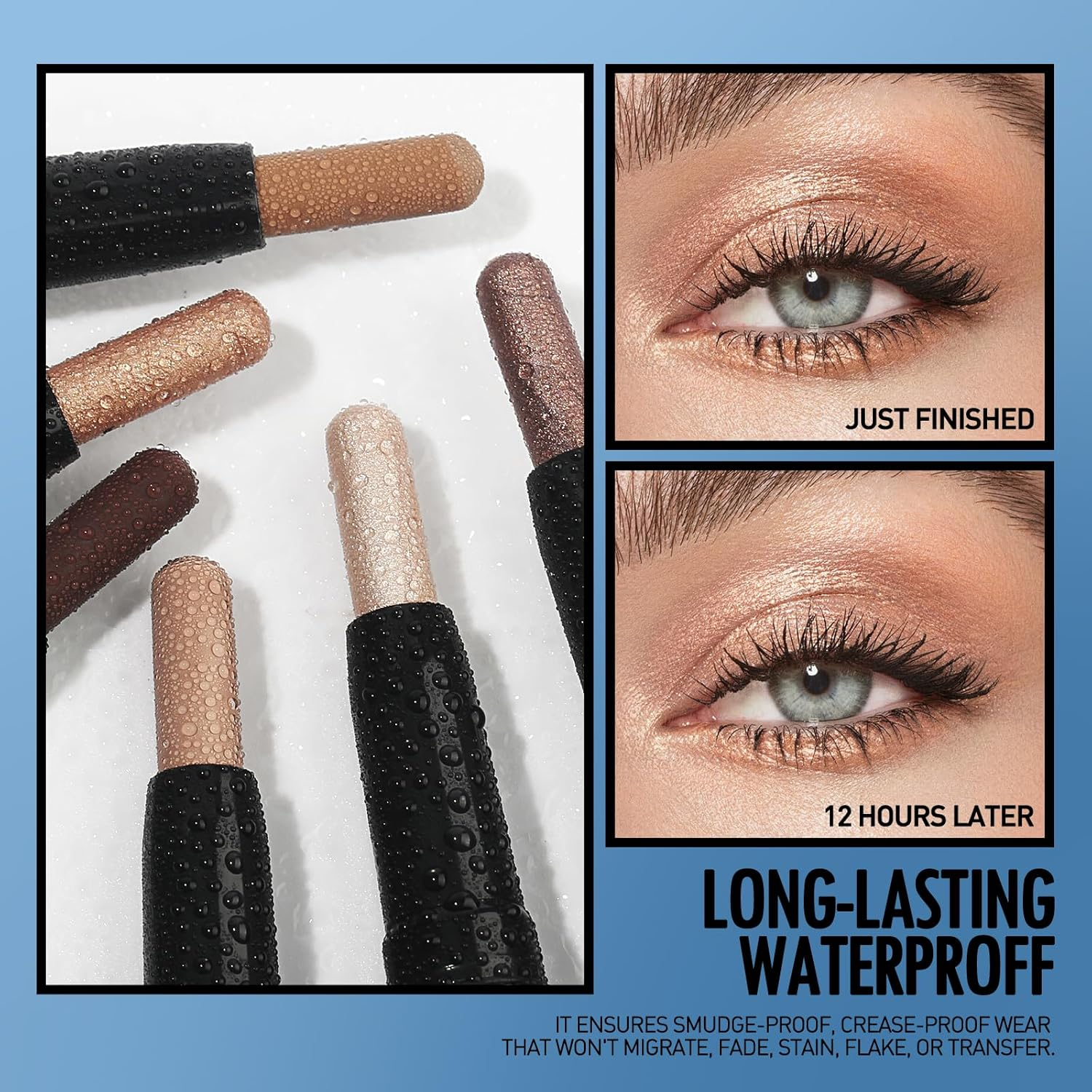 Anglicolor Dual Ended Cream Eyeshadow Stick, Cr&egrave;me to Powder, Brown Eyeshadow Stick, Glitter & Matte Shades, Soomth, Waterproof & Long Lasting, Blendable Glitter Eye Makeup,Golden Pink Shimmer&Taupe