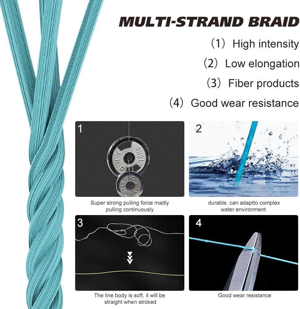 327 Yards (300M) Fishing Line, 4 Strands Stronger Multifilament PE Braid Wire, Braided Fishing Line Abrasion Resistant Superline Zero Stretch, 0.3Mm Diameter, 40IB image number 6