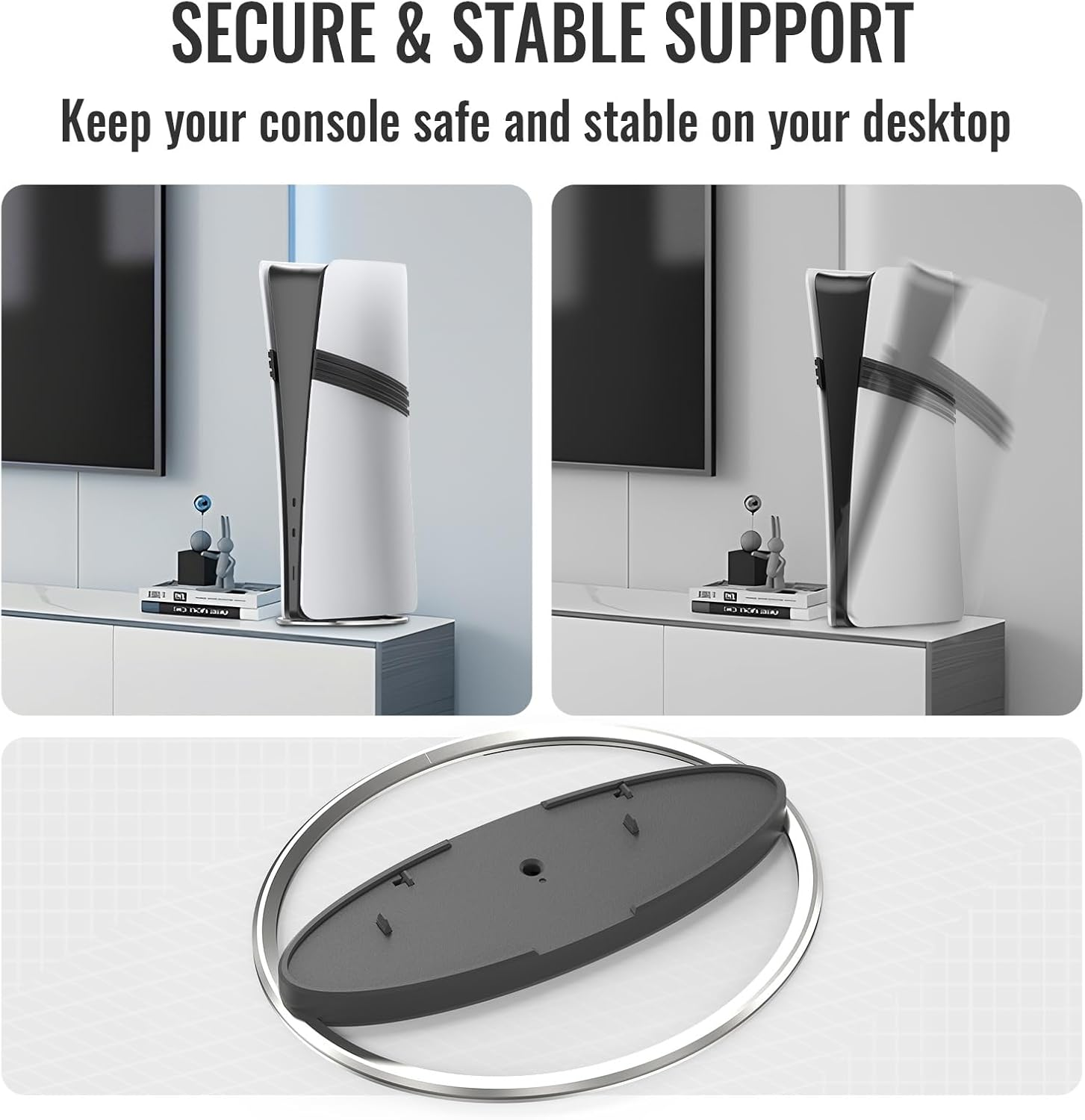 Vertical Bracket for Playstation 5, Vertical Bracket for PS5/PS5 Slim/Ps5 Pro Full Series Console (Metallic Black) for 【Playstation 5 】 image number 3