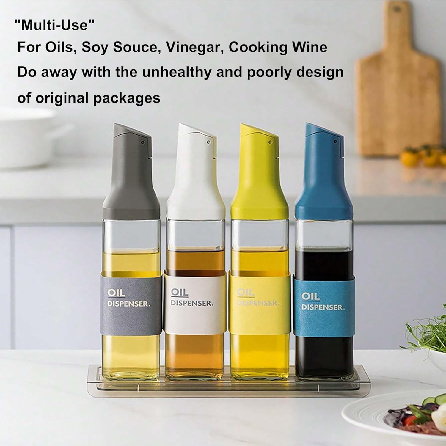 Oil Dispenser Bottle - 500Ml Auto-Flip Olive Oil Dispenser with Precision Spout for Easy Pouring, Leakproof Design for Cooking Oils, Vinegar, and Soy Sauce - Easy to Clean & Multi-Use (Yellow) - Dark Grey image number 6