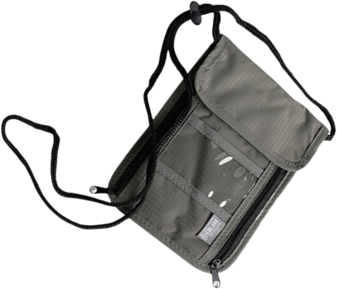 Jojofuny Multi-Function Passport Holder Wallet -Blocking Shoulder Bag Travel Accessory Neck Hanging Bag Credit Card Organizer Grey image number 1