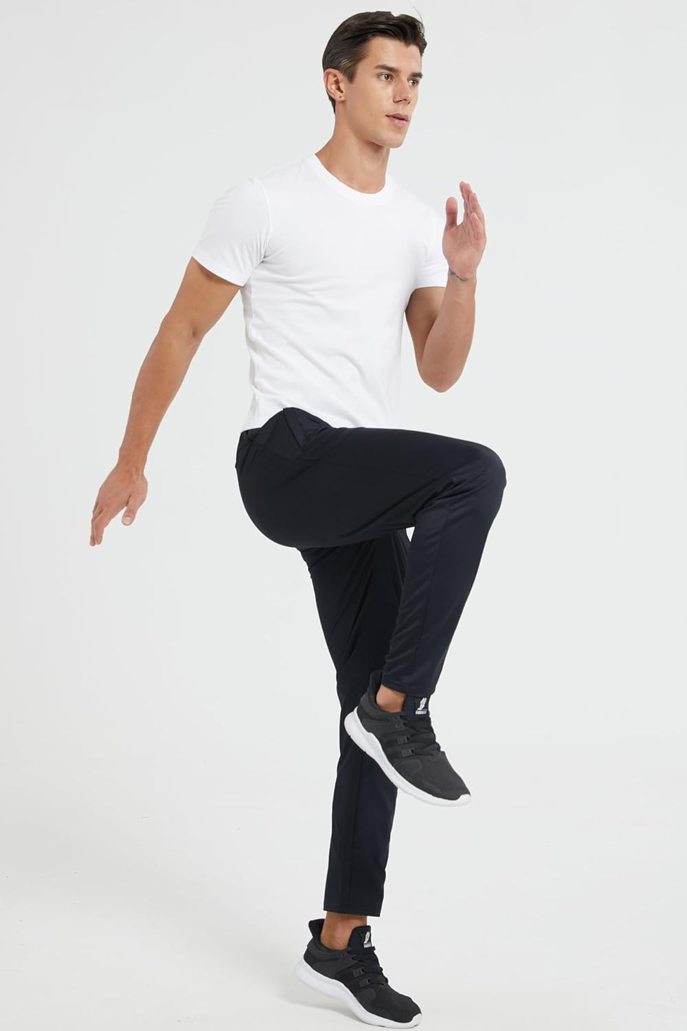 ZENGVEE Sweatpants for Men with Zipper Pockets Open Bottom Athletic Pants for Jogging, Workout, Gym, Running, Training image number 4