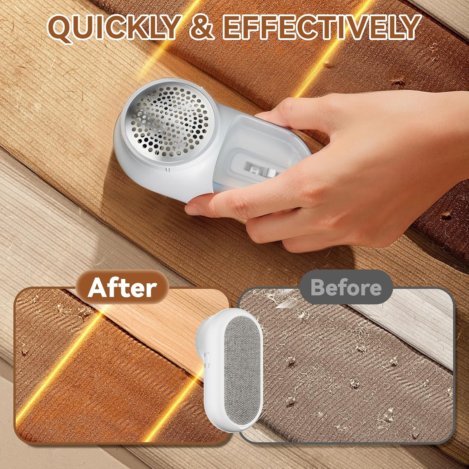 AUSELECT Fabric Shaver - Electric Lint Remover & Shaver for Clothes, USB Rechargeable Sweater Defuzzer, Portable Remove Pilling Trimmer Depiller for Clothing, Furniture, Carpet, Couch, Fuzz & Blanket image number 6