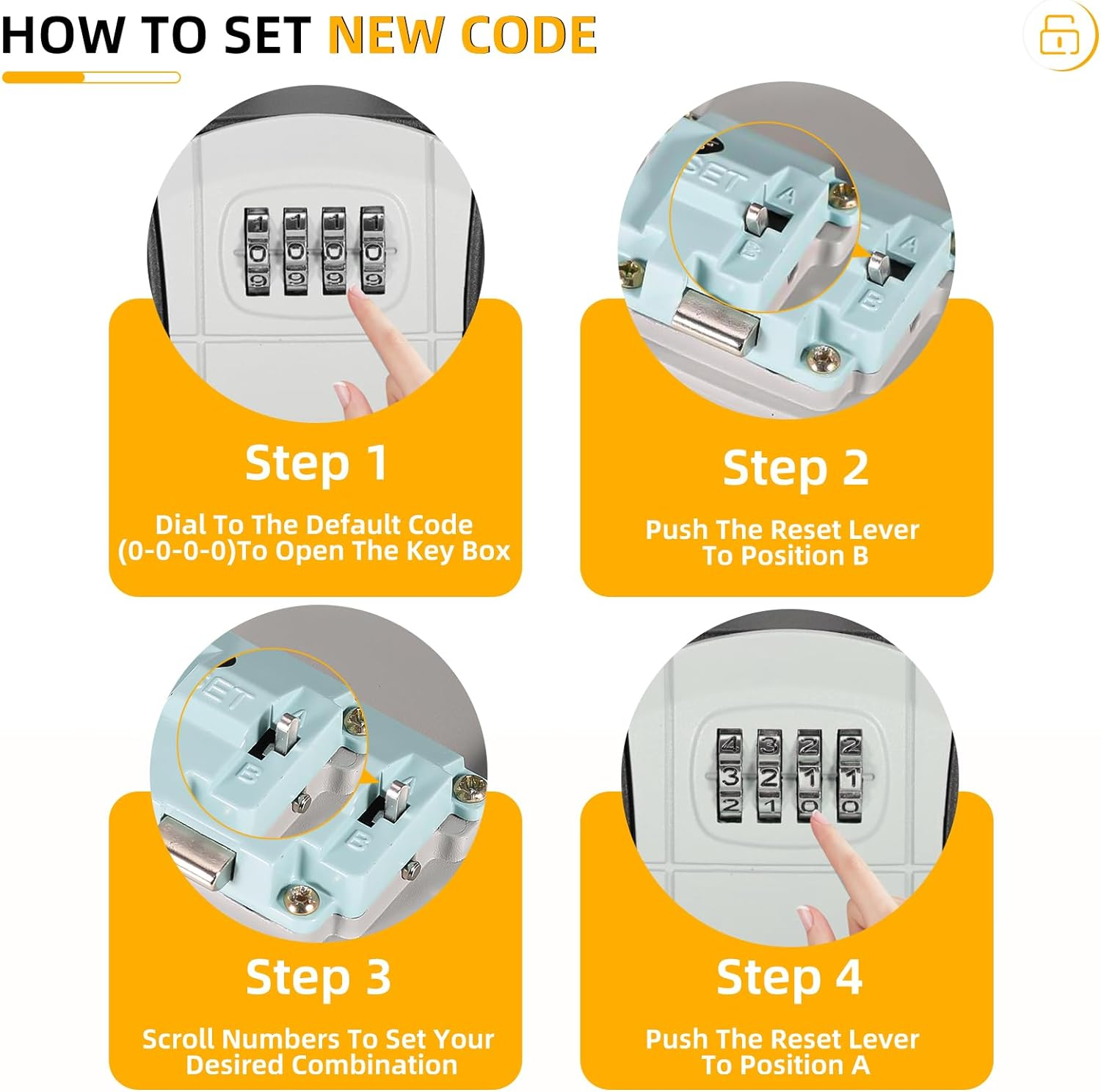 Worve Key Lock Box,Lock Box for House Key, 4-Digit Combination Security Lockbox, Portable Wall Mounted Storage Lock Box for Home, Office, Apartment Spare Key Storage (1 Pack, Black) image number 5