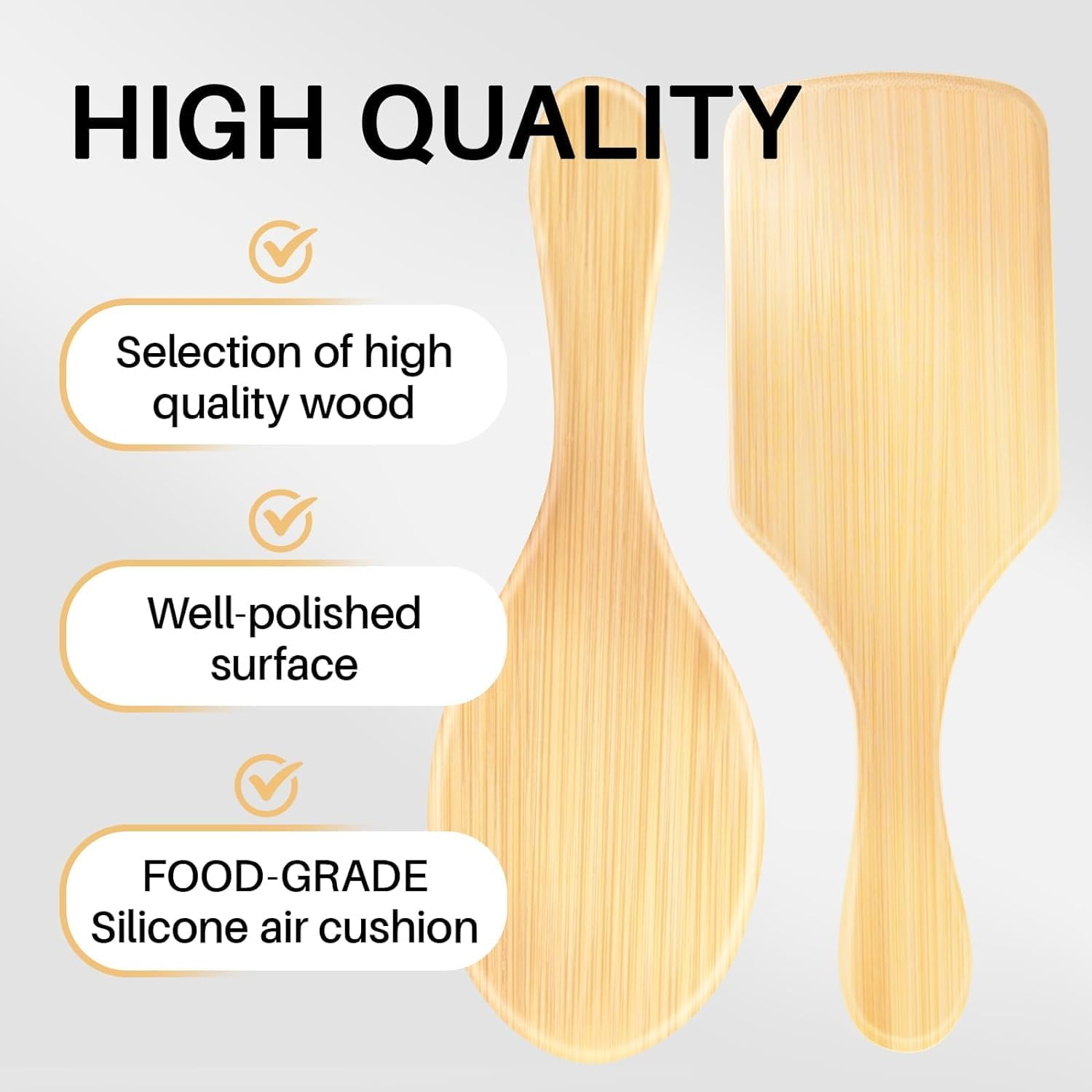 Wooden Paddle Hair Brush with Strong & Flexible Wooden Bristles Having anti Static Ball Tips,For Grooming, Straightening, Smoothing, Detangling Hair, Ideal for Men, Women & Kids (Ovel) image number 6