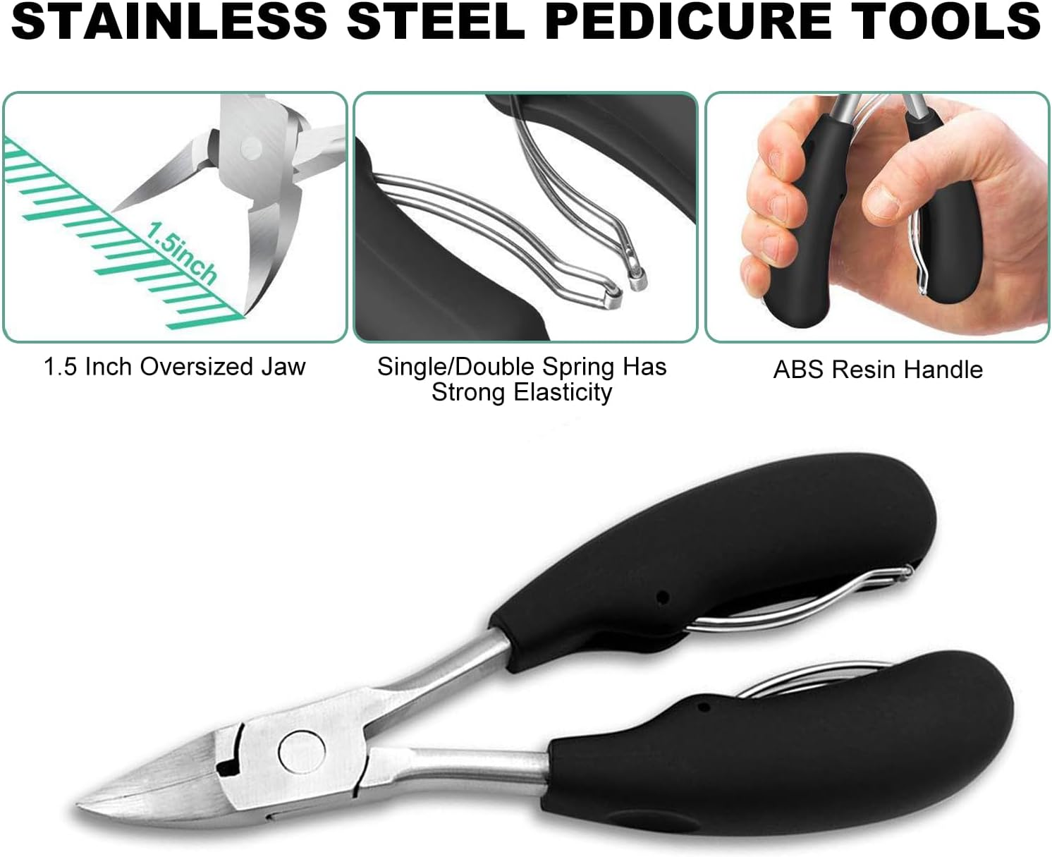 SHUNMAN Nail Cutter Set,5 Pcs Premium Large Nail Clippers Set, Podiatrist Toenail Clippers Kits, for Thick & Ingrown, for Elderly,Mens,Women,Long Handle Safety image number 6