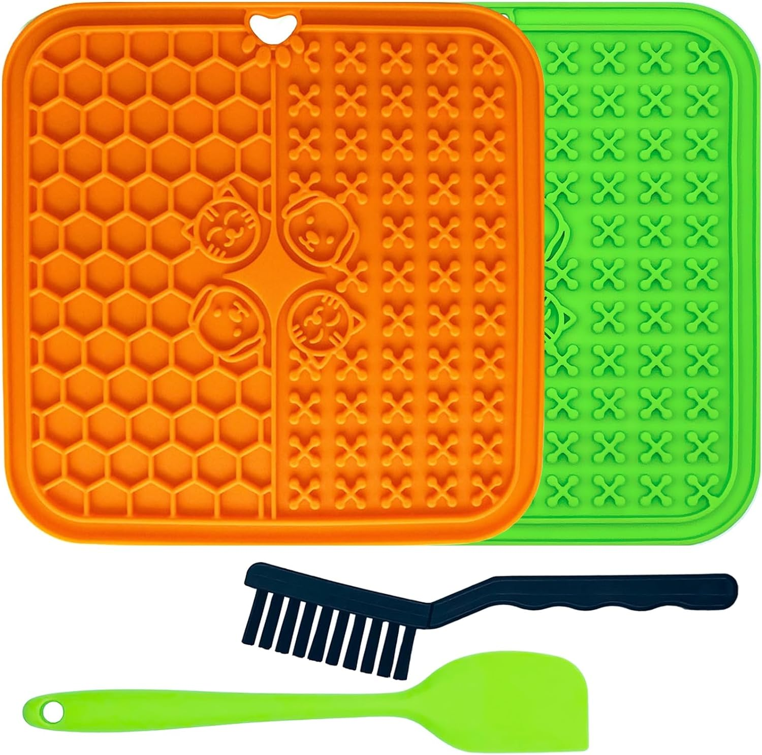 KIKNIN Licking Mats for Dogs and Cats 2PCS, 7.9 * 7.9Premium Lick Pad with Suction Cups for Dog Anxiety Relief, Dog Cat Peanut Butter Lick Pads for Boredom Reducer, Dog Food Mat for Bathing Grooming image number 3