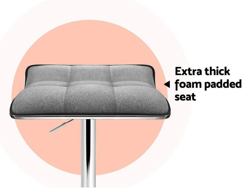 Artiss Bar Stools Stool Set of 2 Adjustable Kitchen Swivel Counter Barstools Dining Chair Chairs Gas Lift Fabric Grey in 68-81Cm Seat Height Floor for Home Bar Dining Room Cafe Outdoor Indoor image number 6