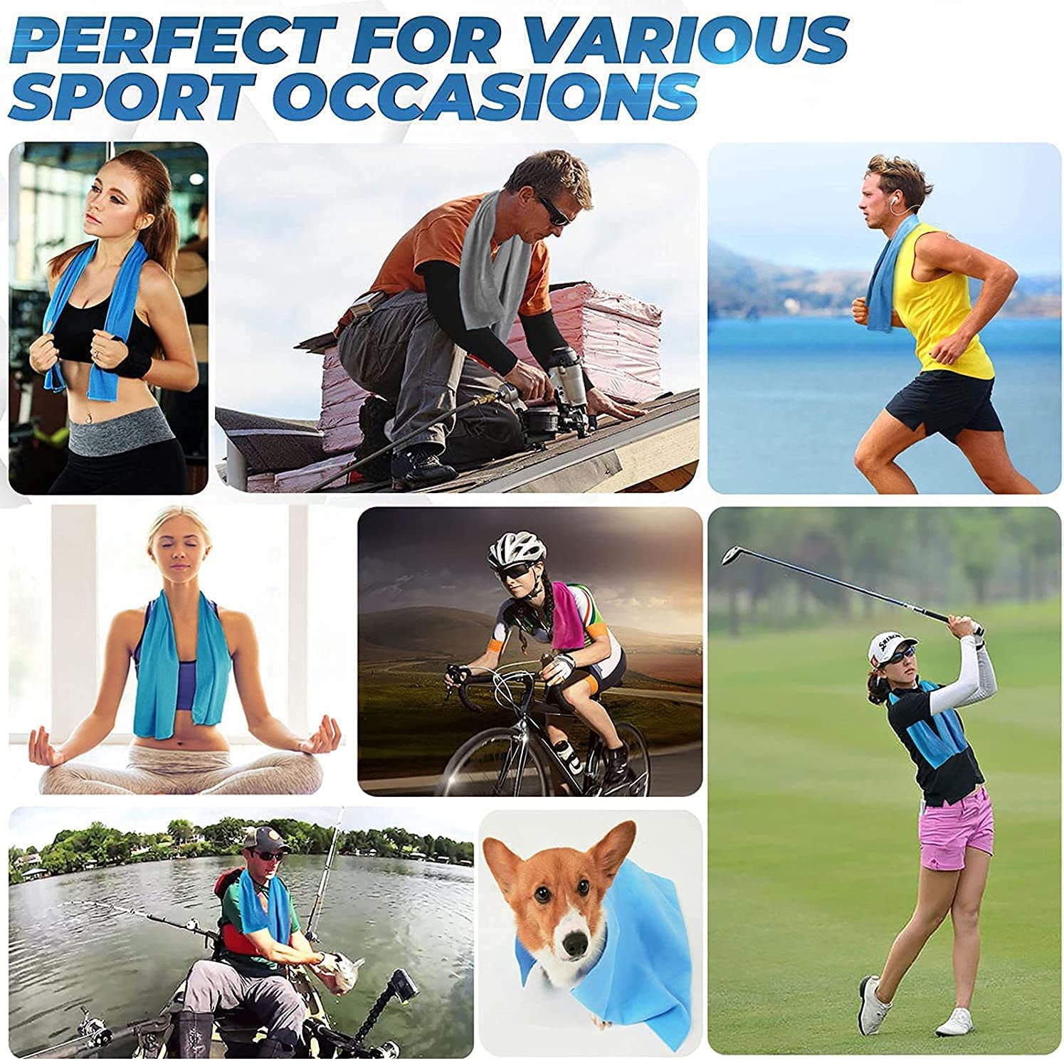 4 Pcs Cooling Towel (40"X 12"), Ice Towel, Microfiber Towel, Soft Breathable Chilly Towel Stay Cool for Yoga, Sport, Gym, Golf, Camping, Fitness, Running, Workout & More Activities image number 3