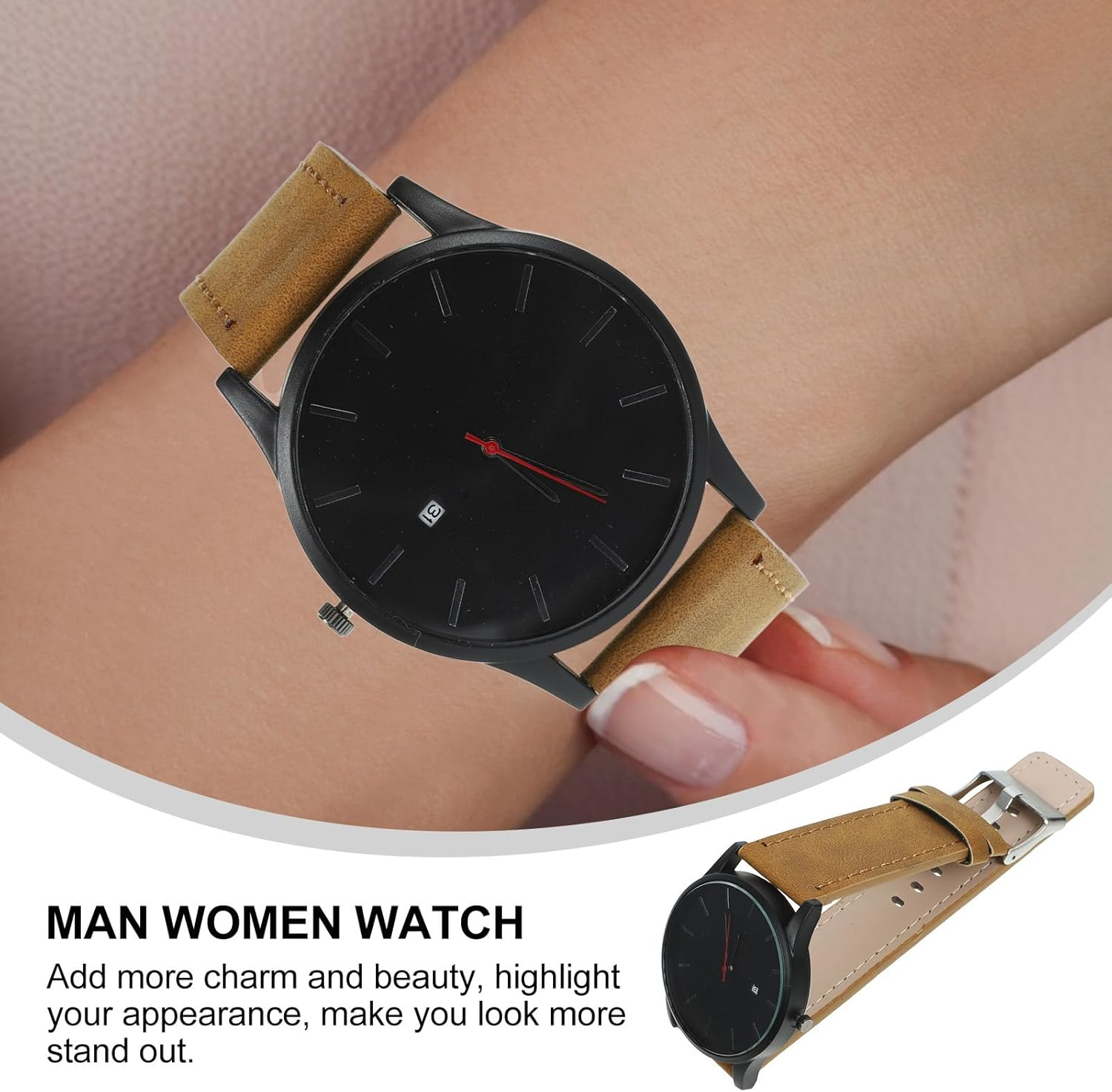 Gatuida 2Pcs Watch Calendar Woman Simple Clasp Material: Stainless Steel image number 5