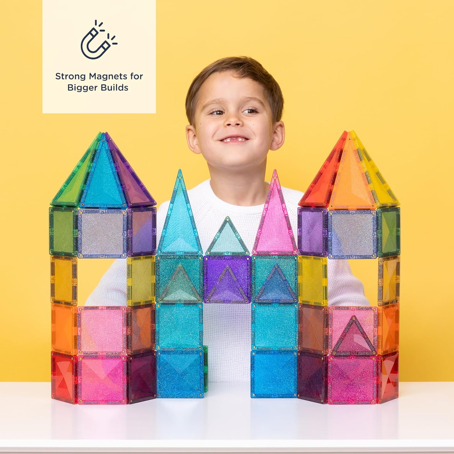 CONNETIX Magnetic Tiles Glitter Castle Pack, 48 Pieces image number 1