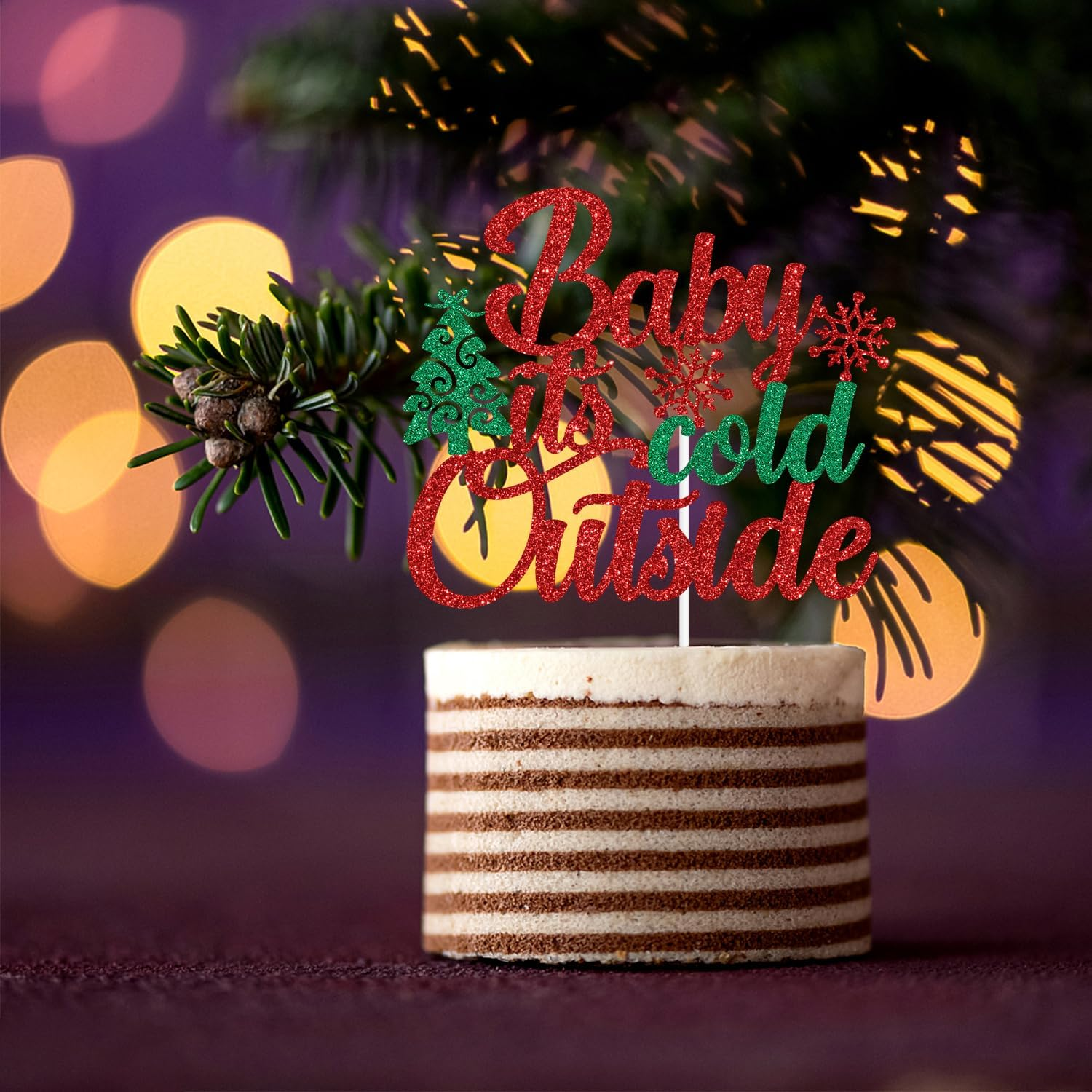 Red Glitter Baby It'S Cold outside Cake Topper, a Little Snowflake Is on the Way/Oh Deer He Is Almost Here, Winter Christmas Themed Baby Shower Party Decorations Supplies image number 4
