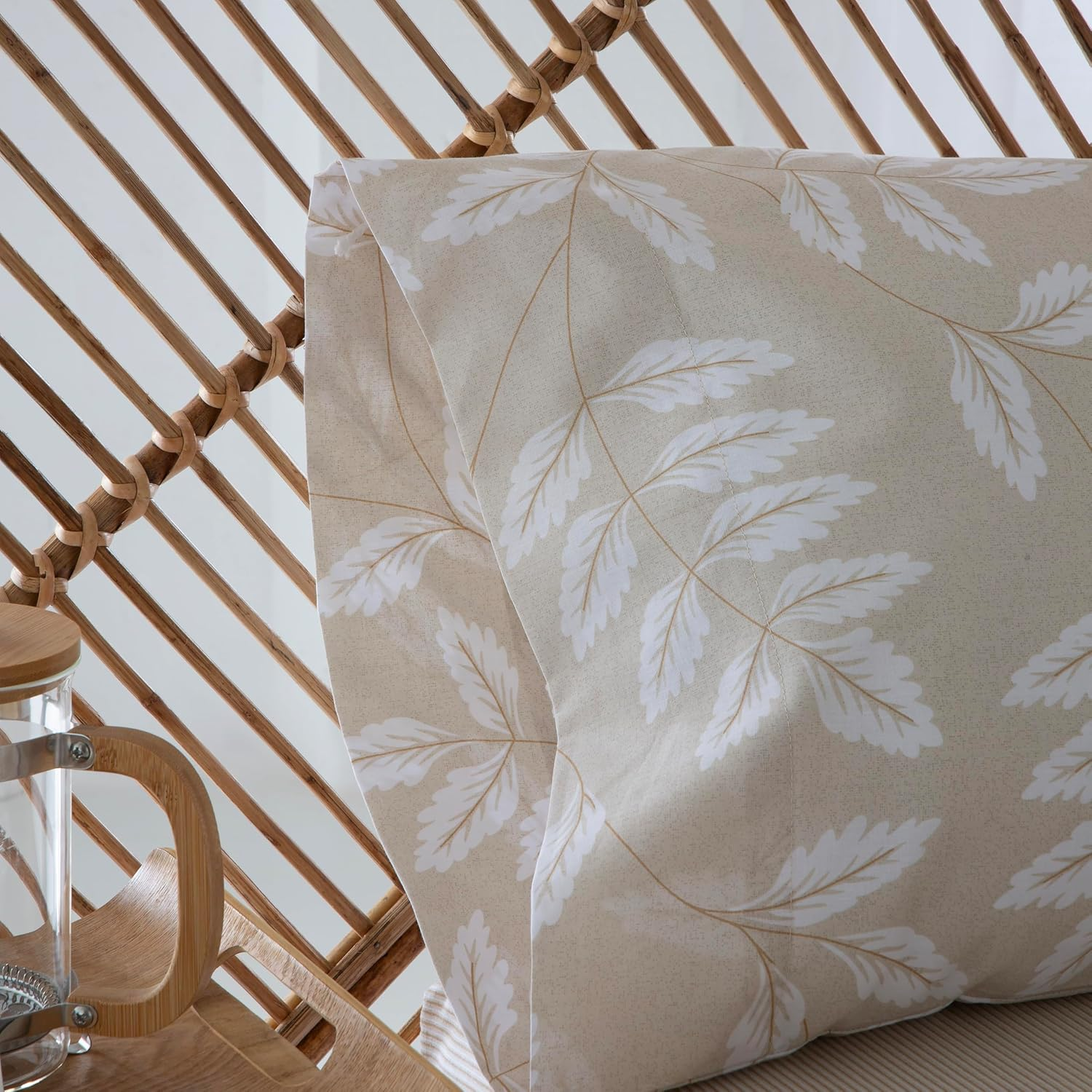 COTTON Artean Organic Cotton Beige Batan Duvet Cover Set for 180 X 190/200 Cm Bed Includes Flat Sheet + 2 Pillowcases + Fitted Sheet 100% Organic Cotton GOTS Certified