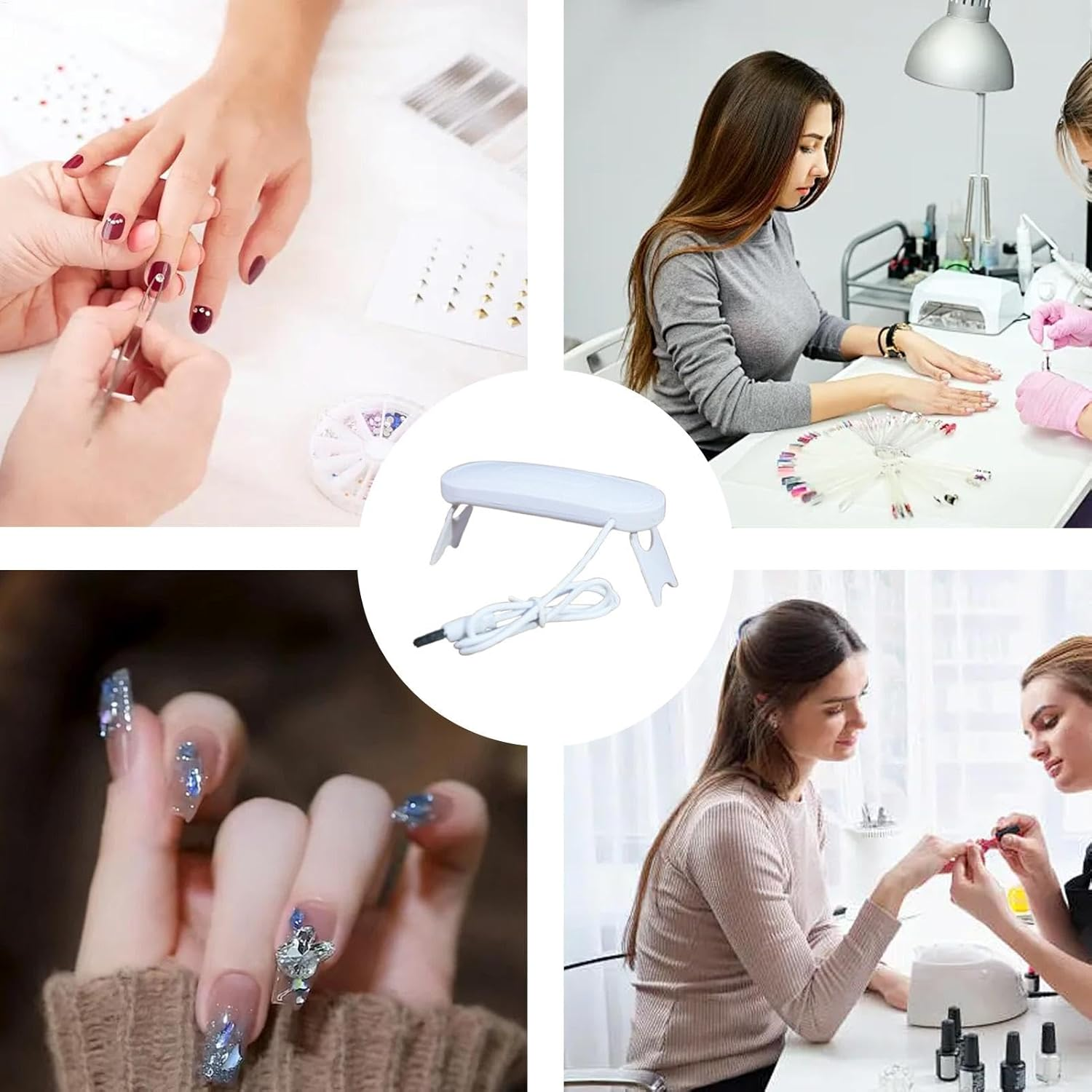 YRTUOP Nail UV Light - Safe LED Nail Lamp, Fast Drying Gel Nails, White, ABS Material, 6 LED Lights, Tabletop, USB Powered image number 6