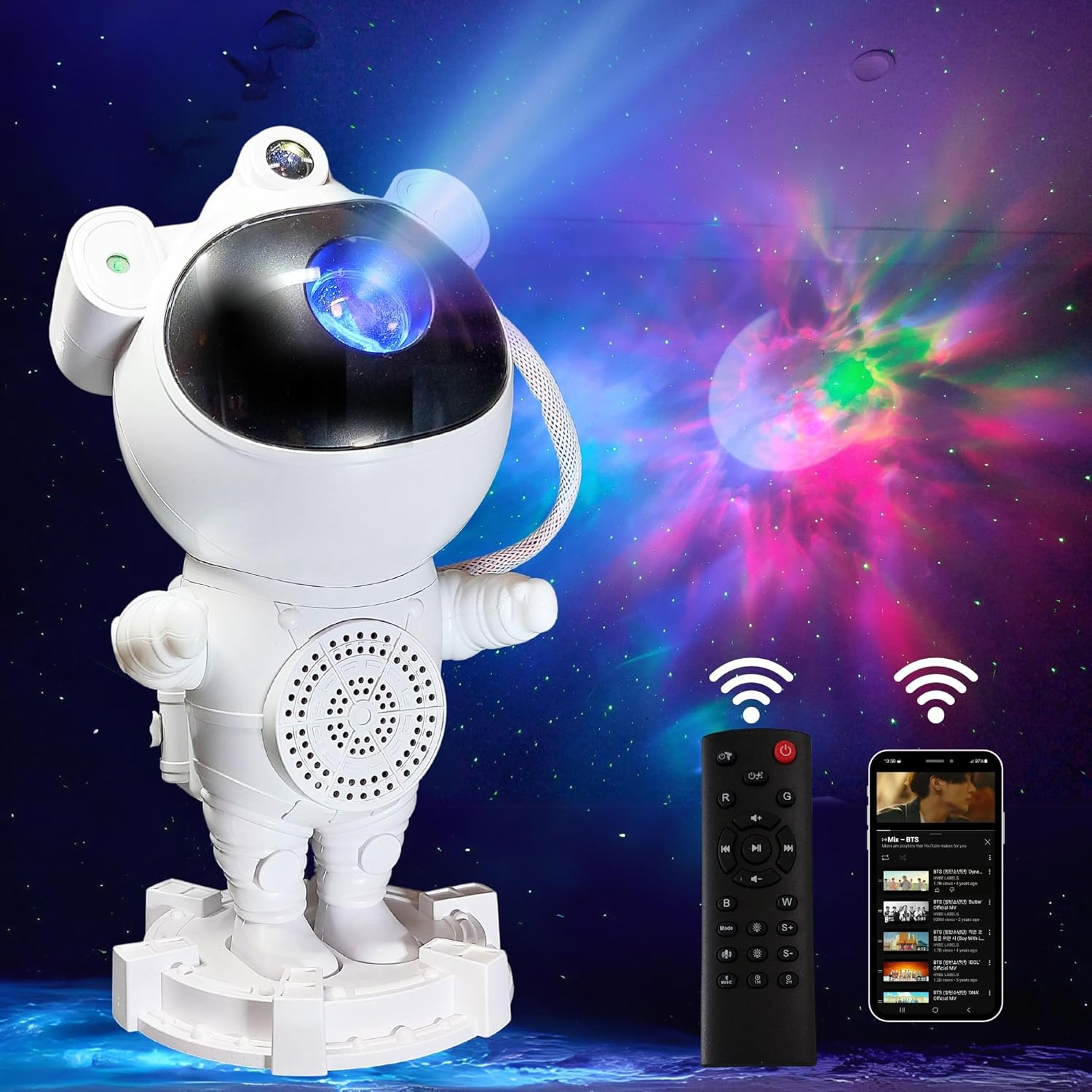 KOSU Astronaut Projector, Star Galaxy Light for Kids' Bedroom, Nebula Lamp with Remote - Music Speaker, Timer, 360&deg; Adjustable Spaceman Galaxy Projector, Night Light, Room Decor, Party Gift image number 4