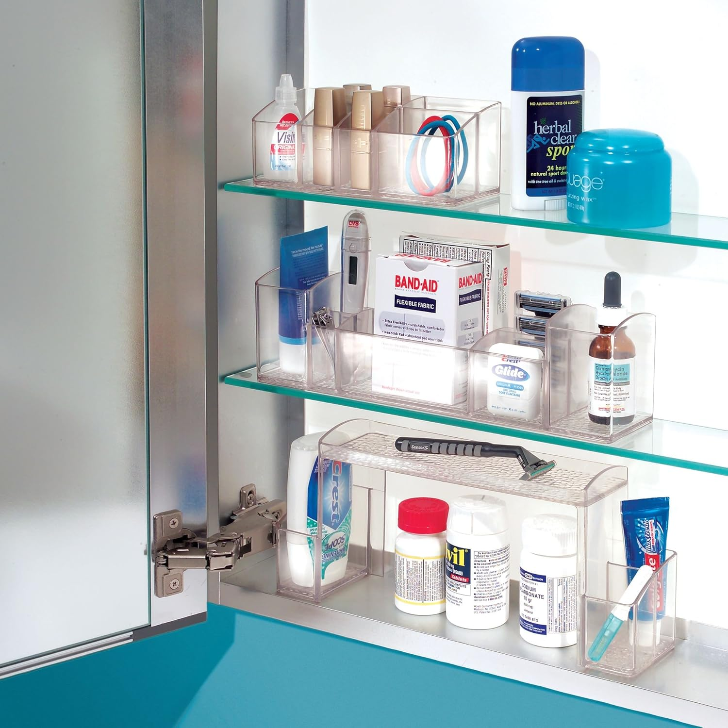 Interdesign Med+ - Makeup and Medicine Cabinet High Rise Organizer - Clear - 12 X 3 X 5.25 Inches