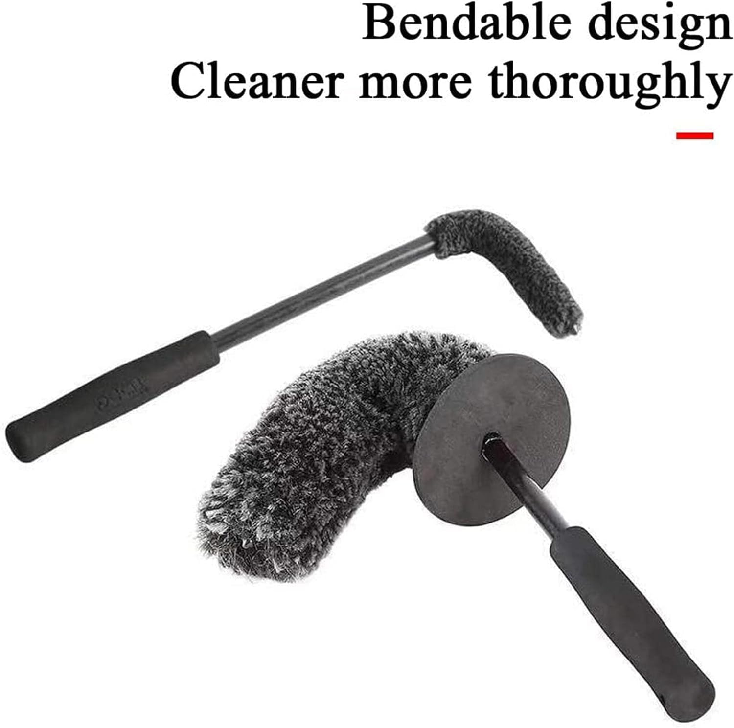 Homiliky 2 Pcs Car Wheel Brushes and Rim Cleaning Brush Long Handle Vehicle Kit Microfiber Hub Different Size Detailing Set Bendable Tire Brush (BLACK&WHITE)