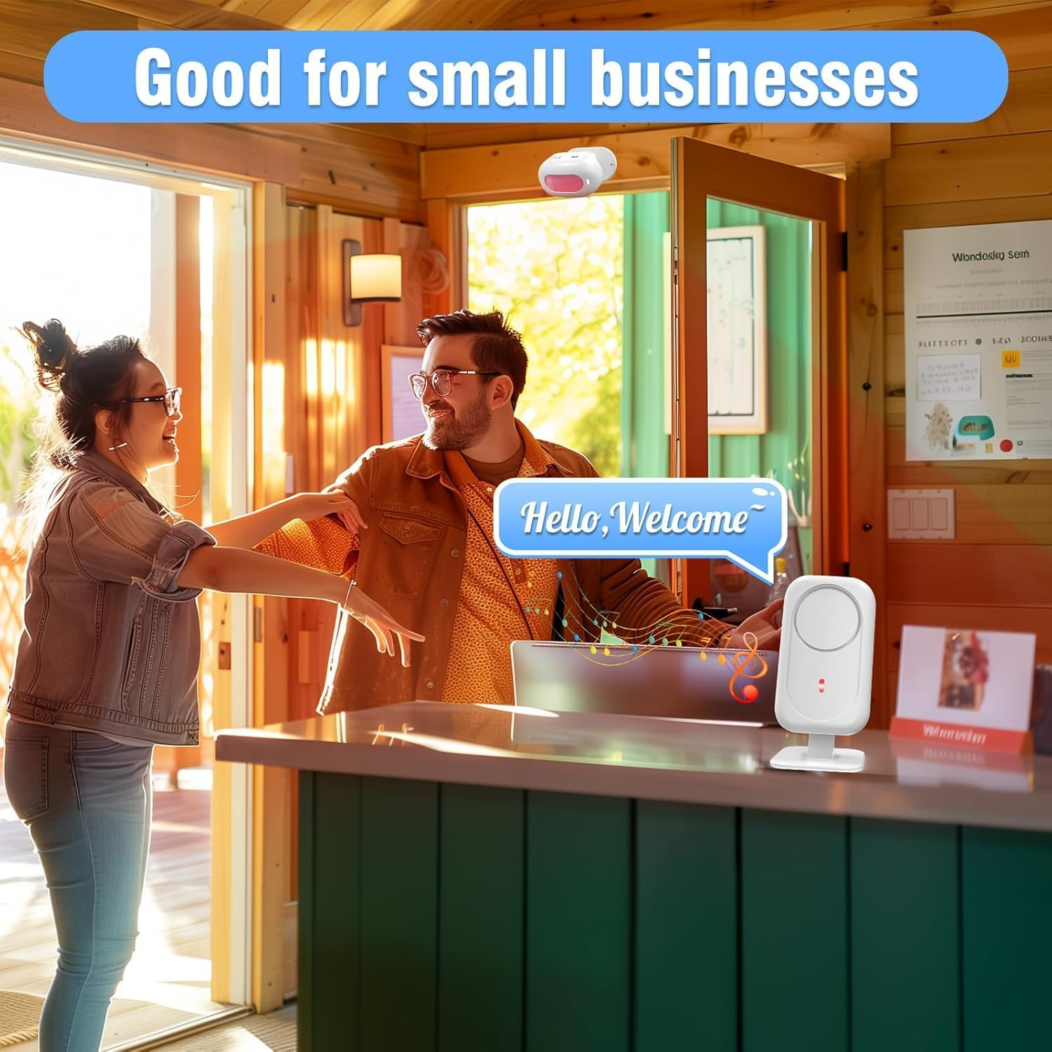 DAYTECH Motion Sensor Door Chime, Wireless Doorbell for Business Entry with 3 Working Modes Welcome Infrared Motion Sensor Detector Caregiver Reminder for Elderly, 1 Receiver 1 Transmitter image number 3