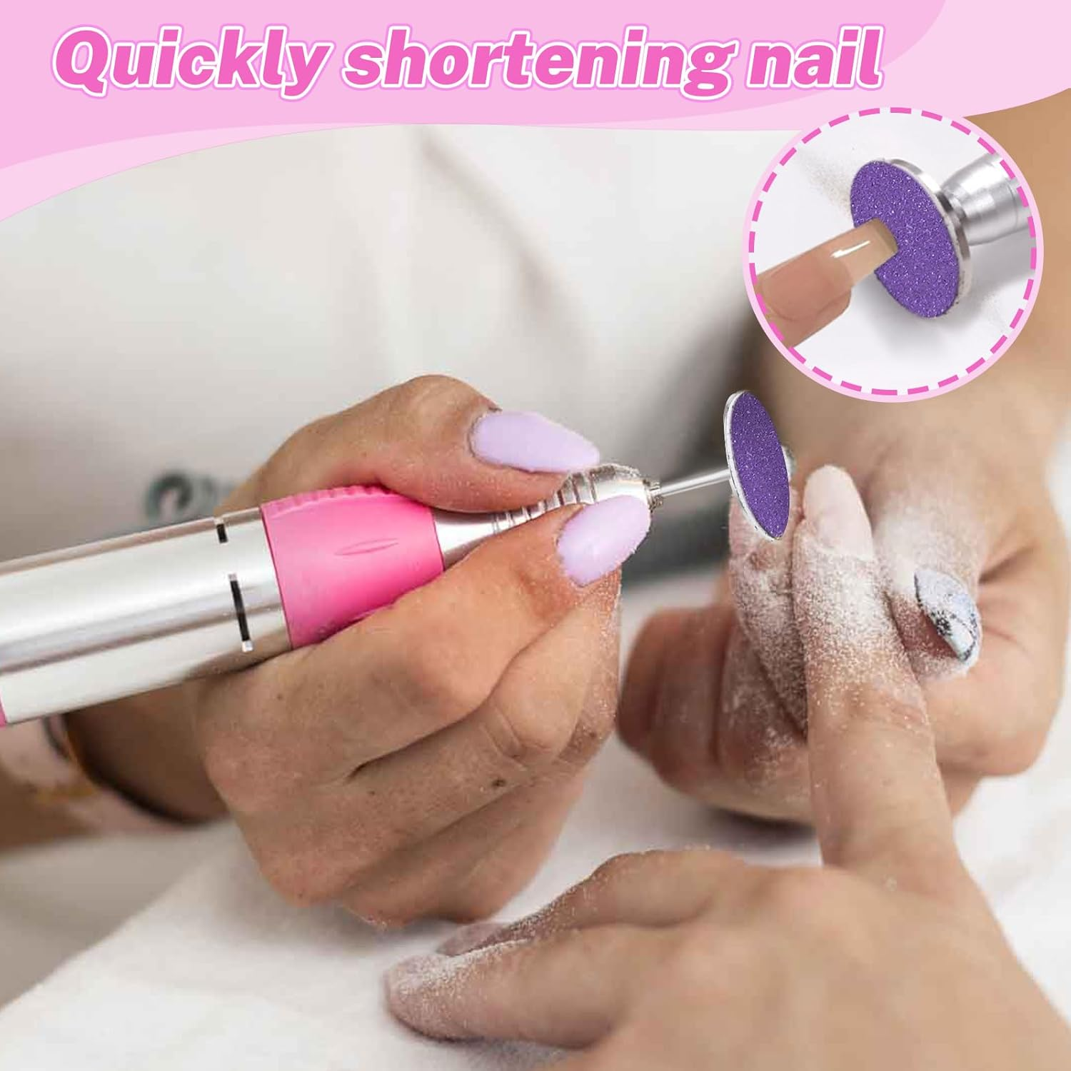 120 Pcs Sanding Paper Discs (#80#150#240 Grits) and 2 Pcs 25Mm Metal Shaft Sanding Disc Bit, Replacement Sandpaper Disk, Adjustable Speed Callus Remover Tool for Manicure Pedicure (80#150#240# Grits) image number 4