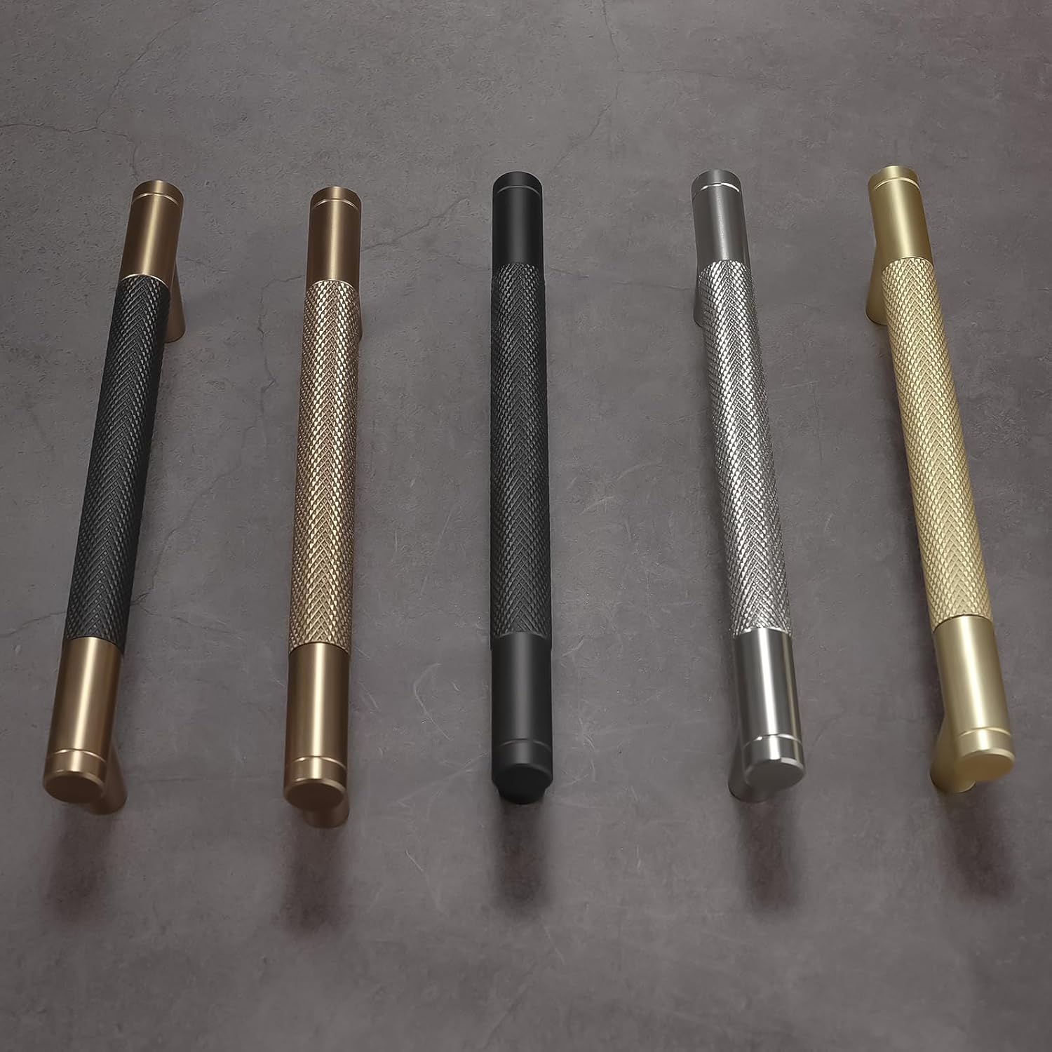 BUKOBYHE 10 Pack 3.75Inch Black and Champagne Bronze Kitchen Cabinet Handles Knurled Cabinet Pulls Black Drawer Pulls Kitchen Hardware image number 3