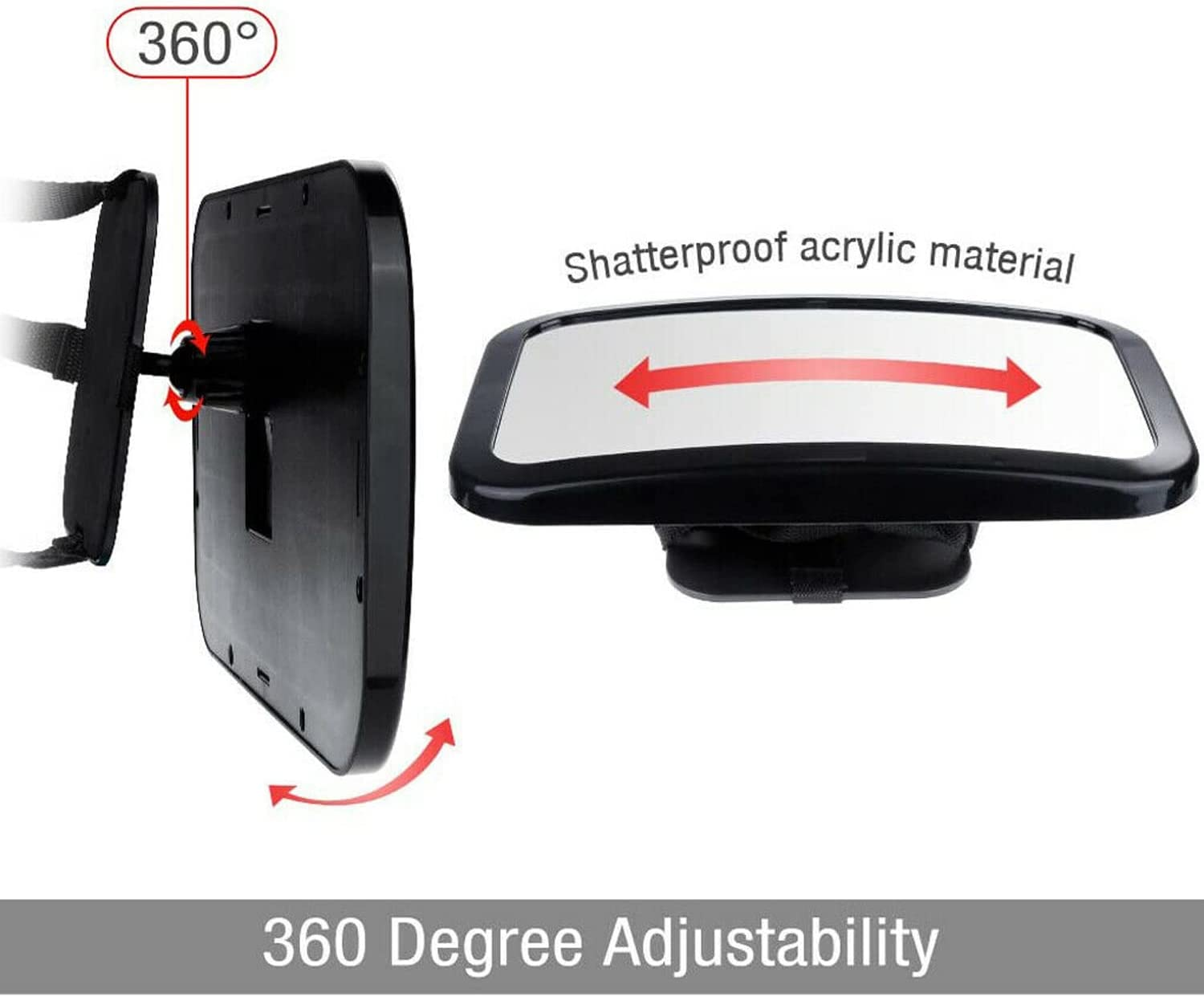 Yotsuba Baby Car Mirror - Crystal Clear View, Shatterproof, 360&deg; Adjustable Safety Mirror for Rear-Facing Infants - Fully Assembled Car Seat inside Mirror