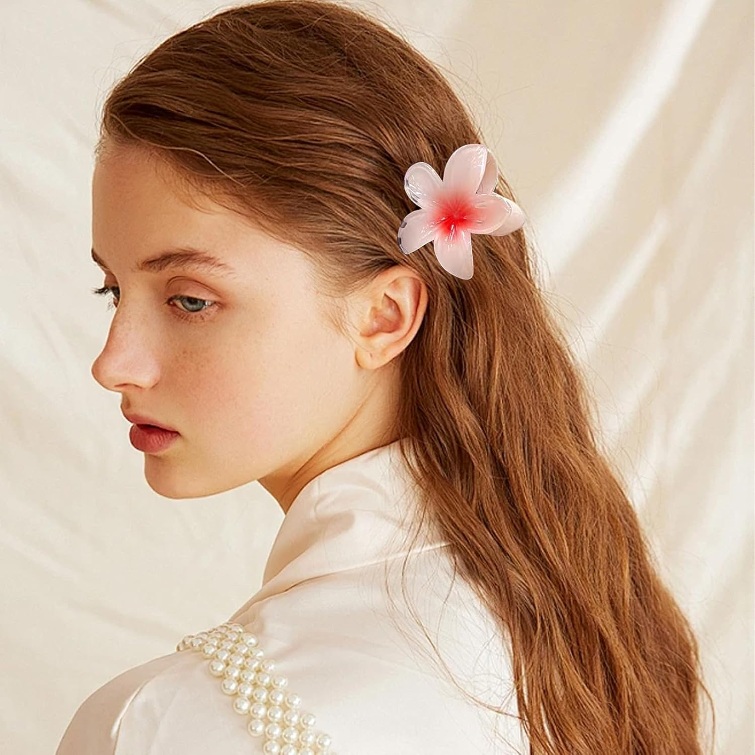 Flower Hair Clips, Pack of 8 Flower Hair Clips, Hawaiian Flower Claw Clips, Large Hair Clips, Non-Slip Flower Hair Clips for Women, Girls, Gifts (8 Colours) image number 5