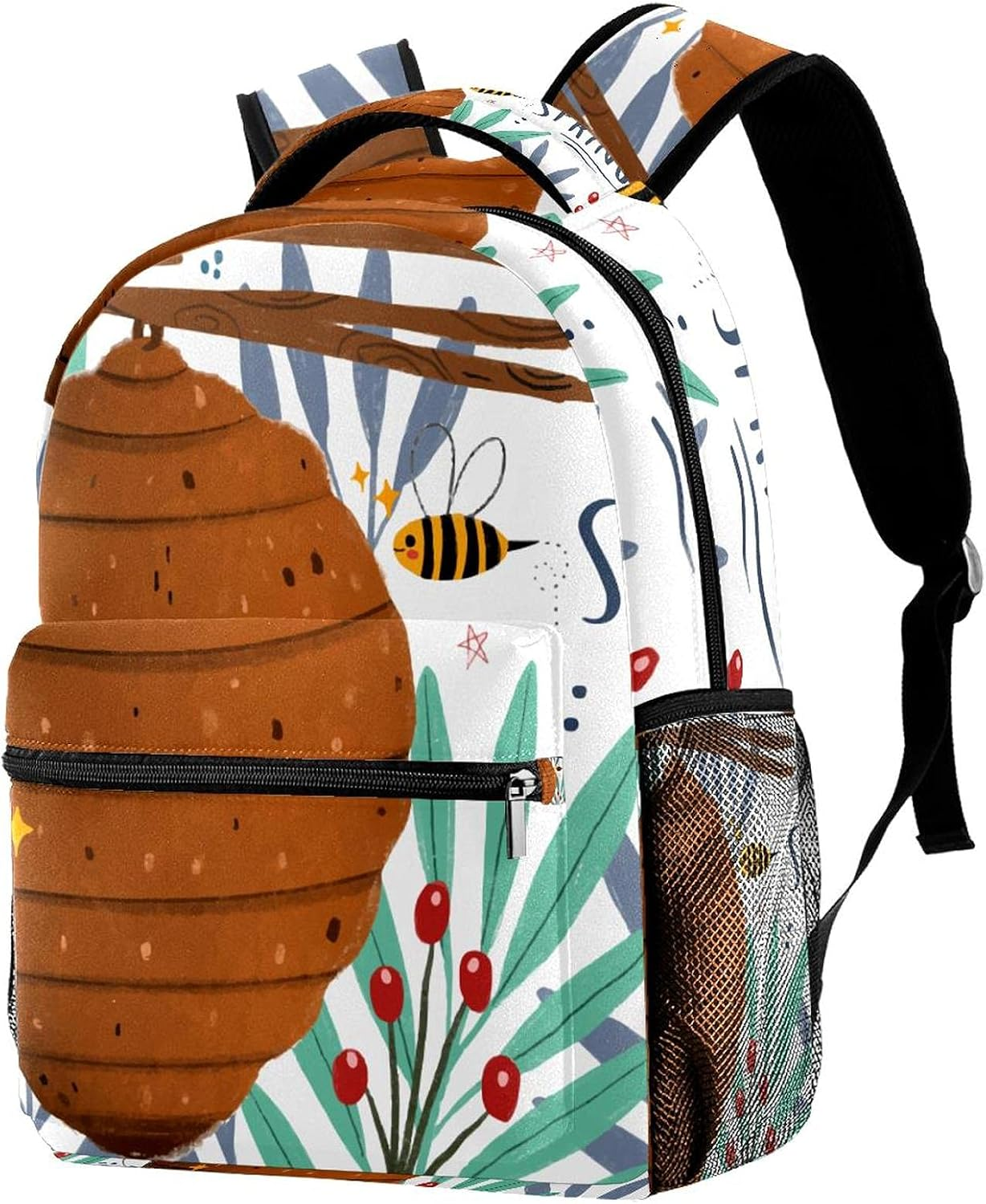 Bees Honey Spring Is Coming Season Backpack Students Shoulder Bags Travel Bag College School Tote Backpacks image number 4