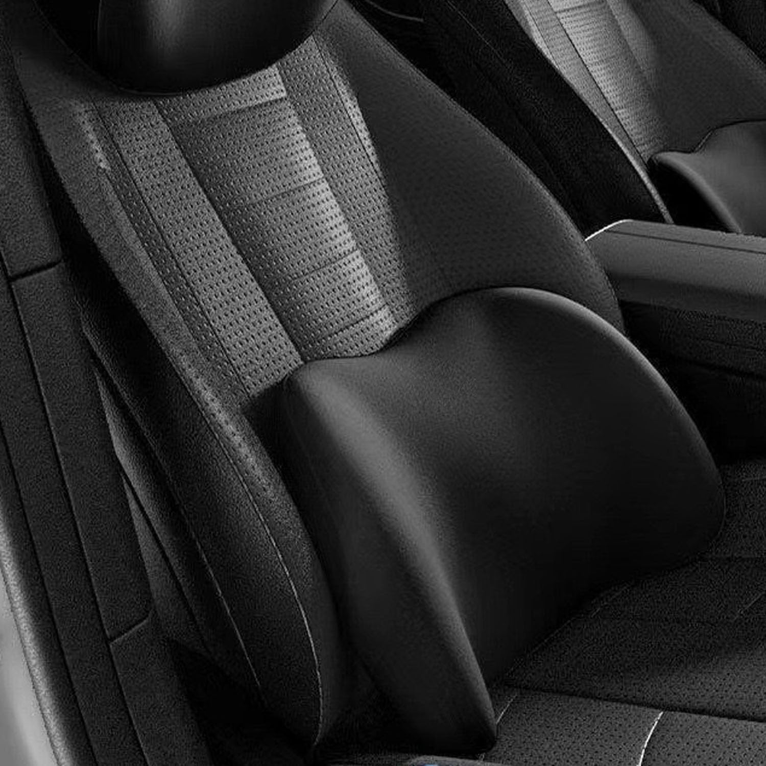 Mtxorvix Orthopedic Memory Foam Car Pillow Set - Ergonomic Lumbar Support & Neck Cushion for Pain Relief, Comfort Fit Car Seats/Office Chairs, Adjustable Headrest (Black) - Coffee image number 5